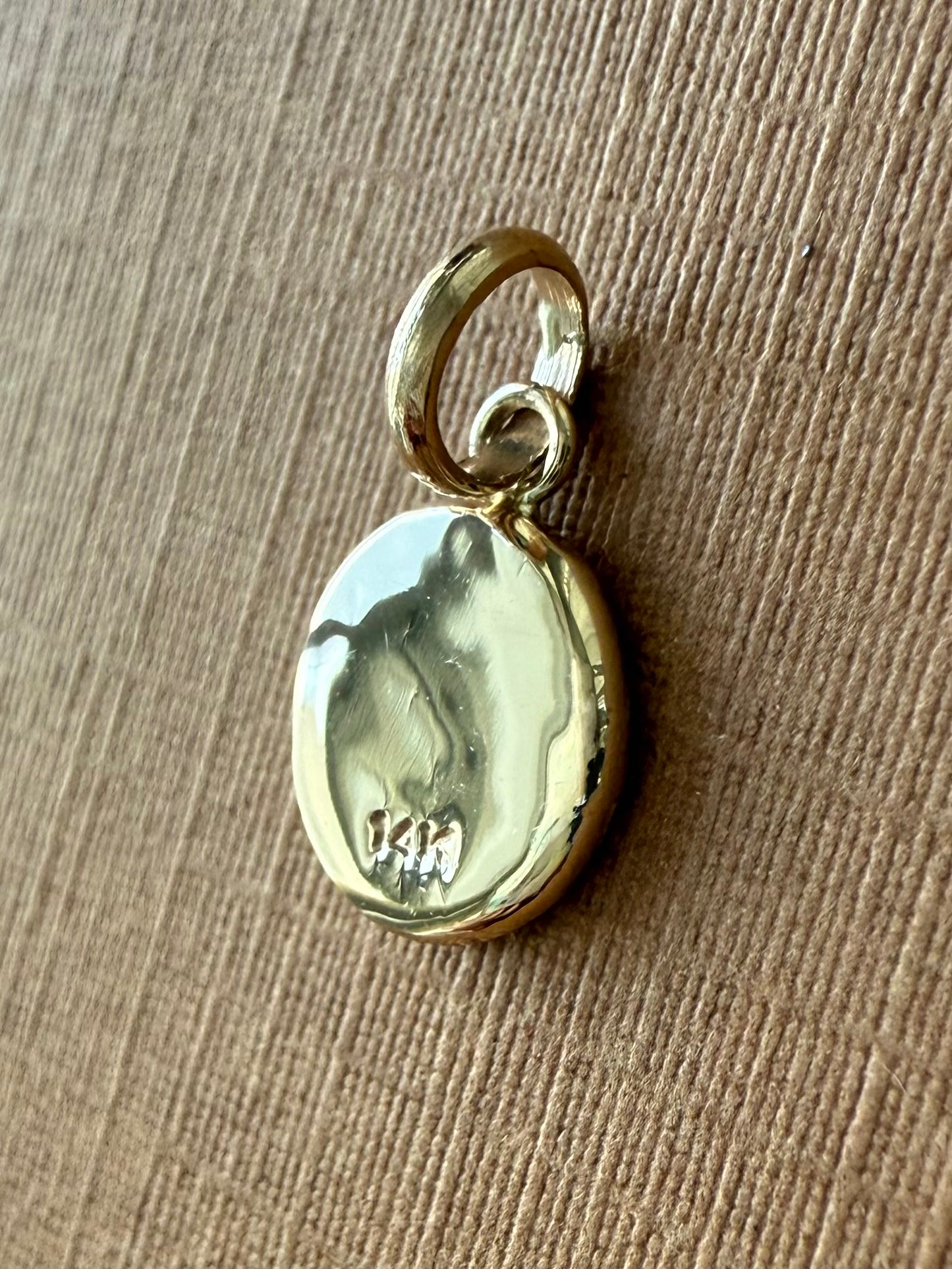 14K Solid Yellow Gold Nugget “Ginkgo” Mini Pendant, Tiny Charm