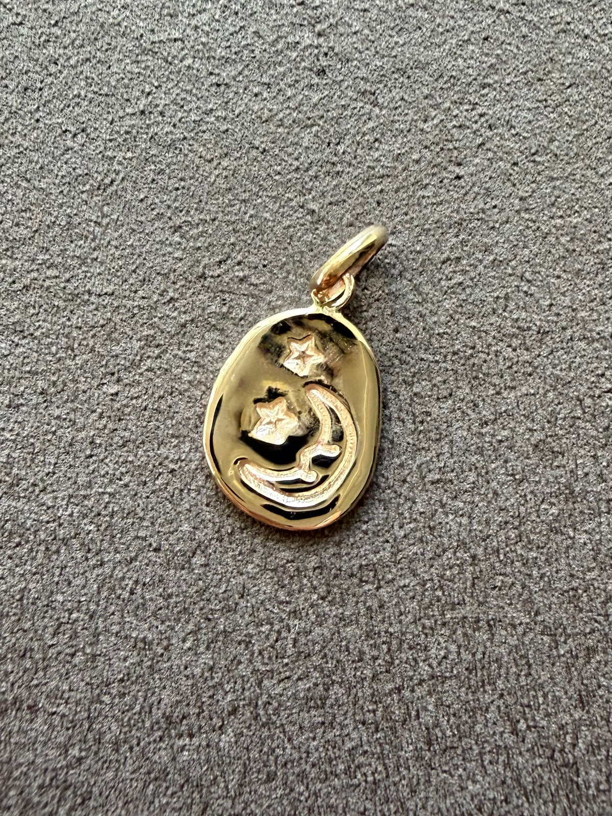 10k Solid Yellow Gold Nugget “Starry Night” Mini Pendant, Tiny Charm