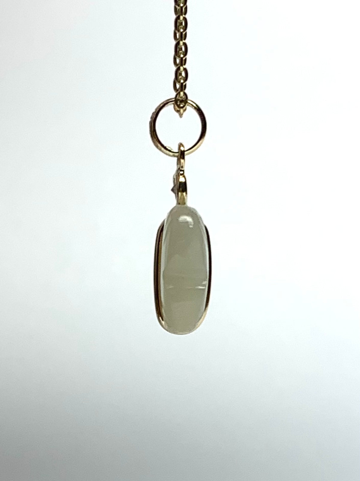 14k Solid Yellow Gold, Diamond, White Moonstone “Butterfly” Mini Pendant, Hand Carved