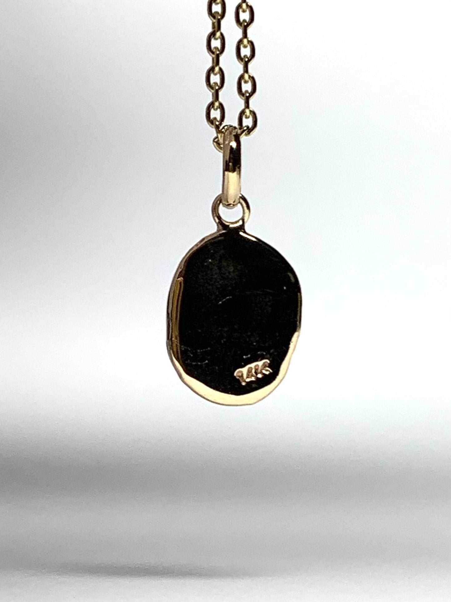 14K Solid Yellow Gold Nugget “Ginkgo” Mini Pendant, Tiny Charm