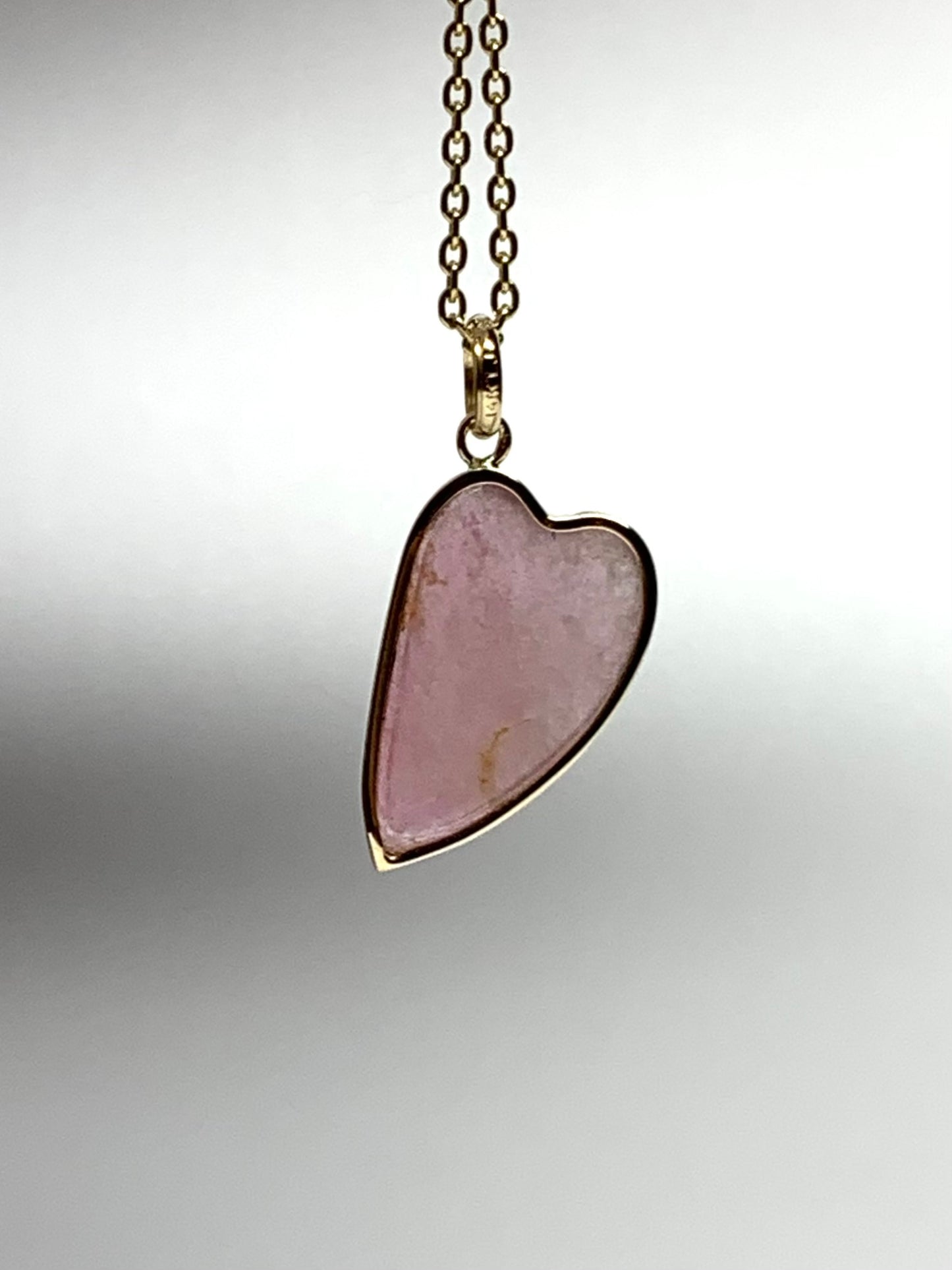 14k Solid Yellow Gold, Pink Tourmaline “Heart” Pendant, Mini Size