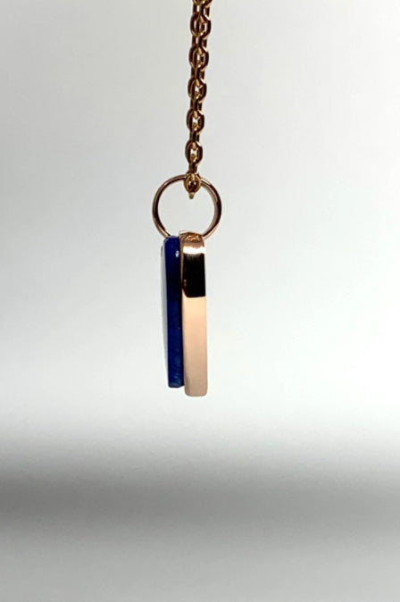 14k Solid Rose Gold, Blue Lapis Lazuli “Heart” Mini Pendant