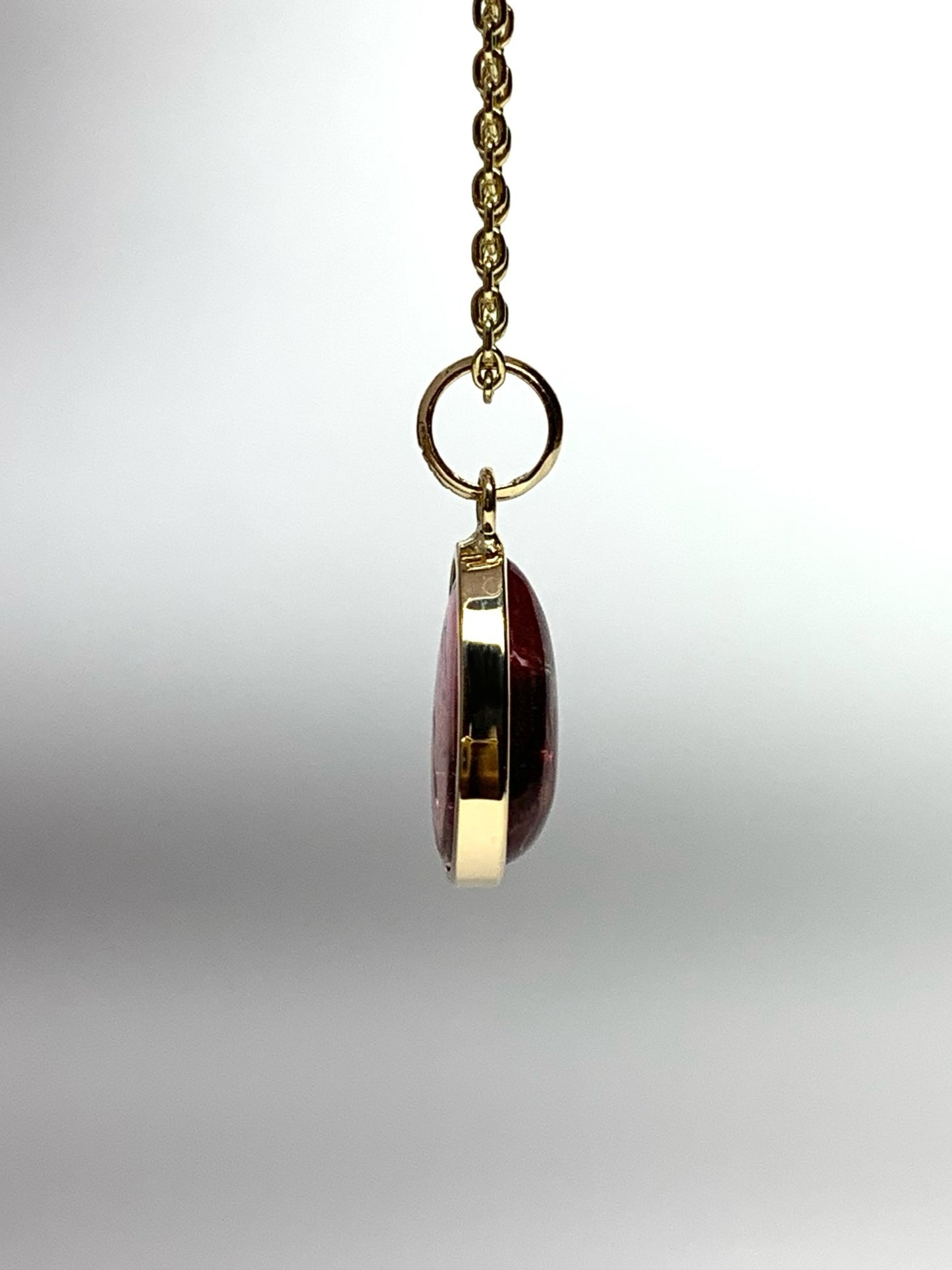 14k Solid Yellow Gold, Natural Pink Tourmaline Mini Pendant