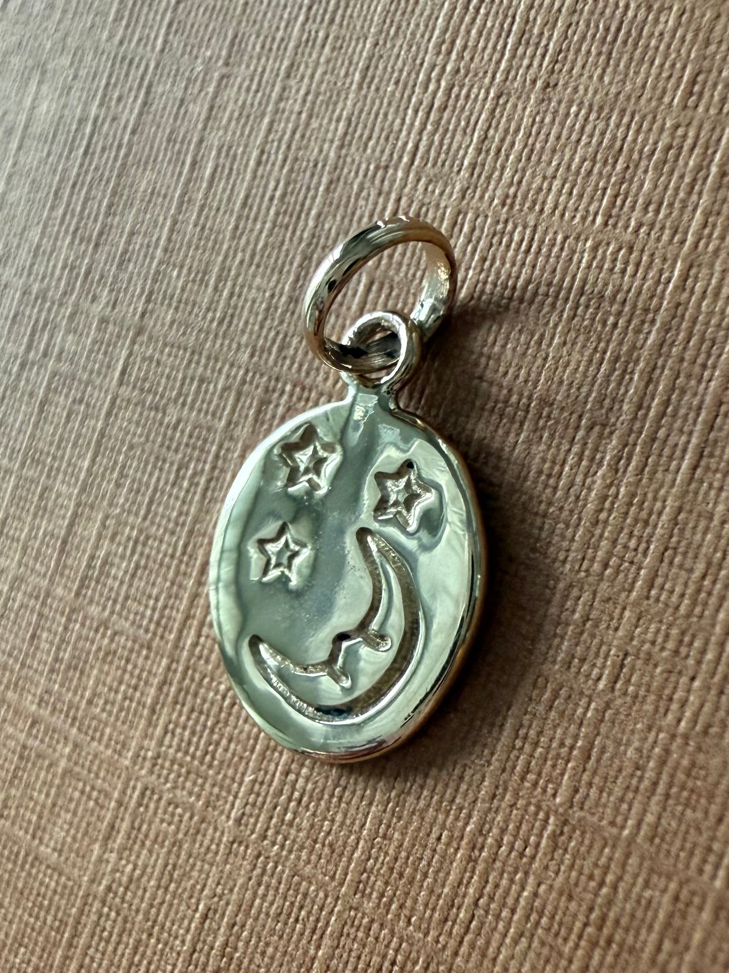 14K Solid Yellow Gold Nugget “Starry Night” Mini Pendant, Tiny Charm
