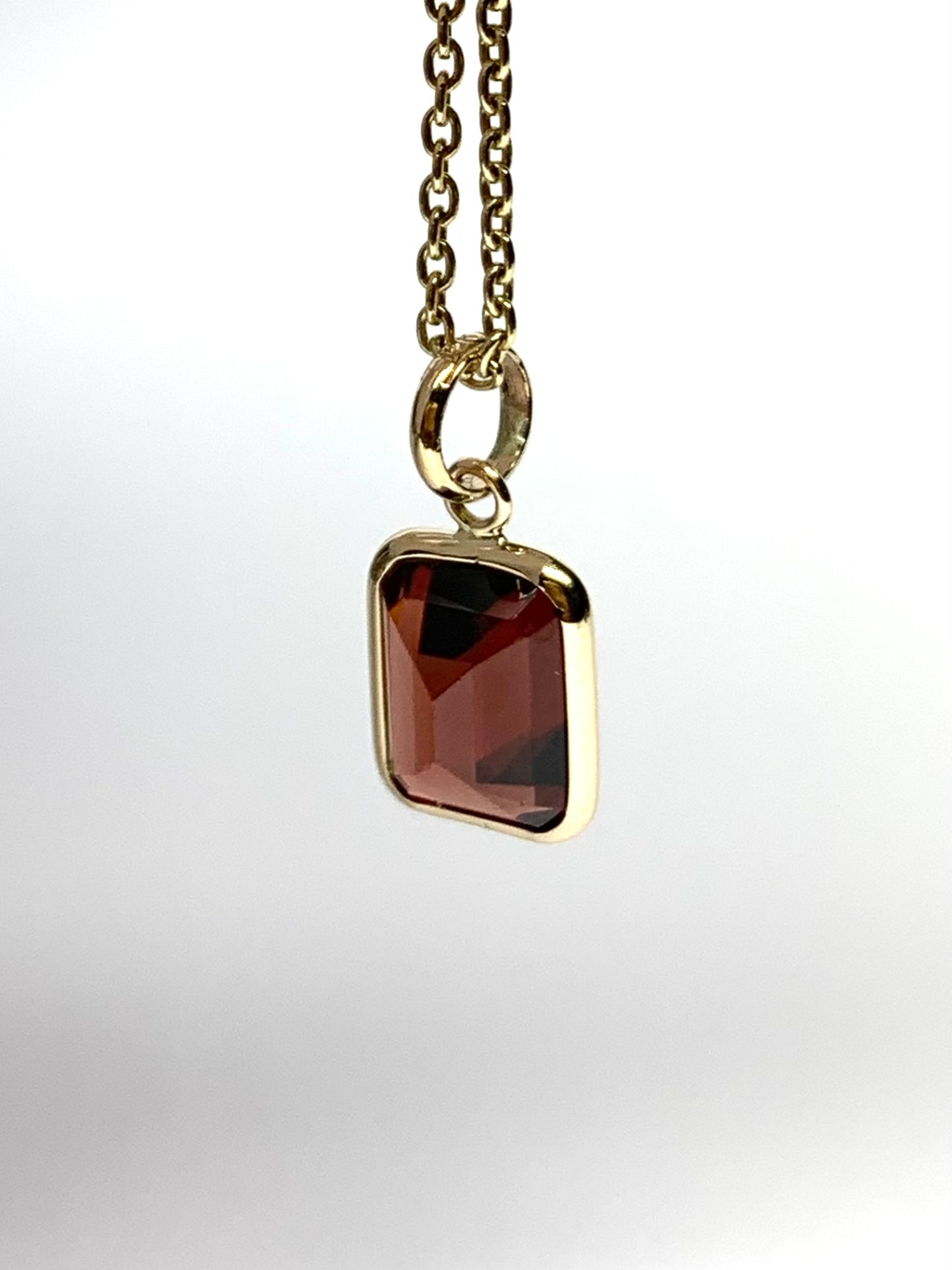 14k Solid Yellow Gold, Red Garnet Mini Pendant
