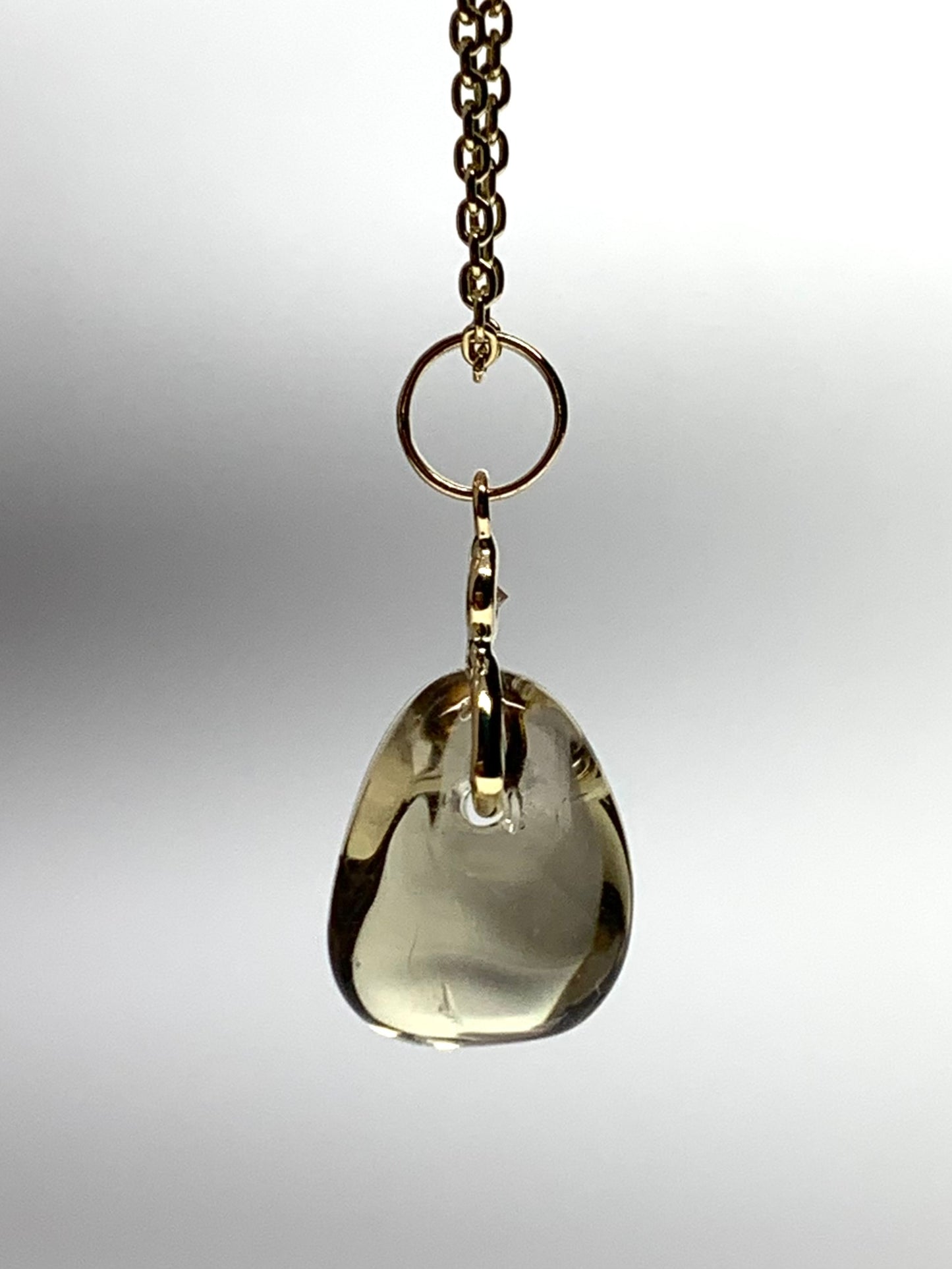 14k Solid Yellow Gold, Diamond, Lemon Quartz Tumbled Nugget Bead Pendant, Mini Size