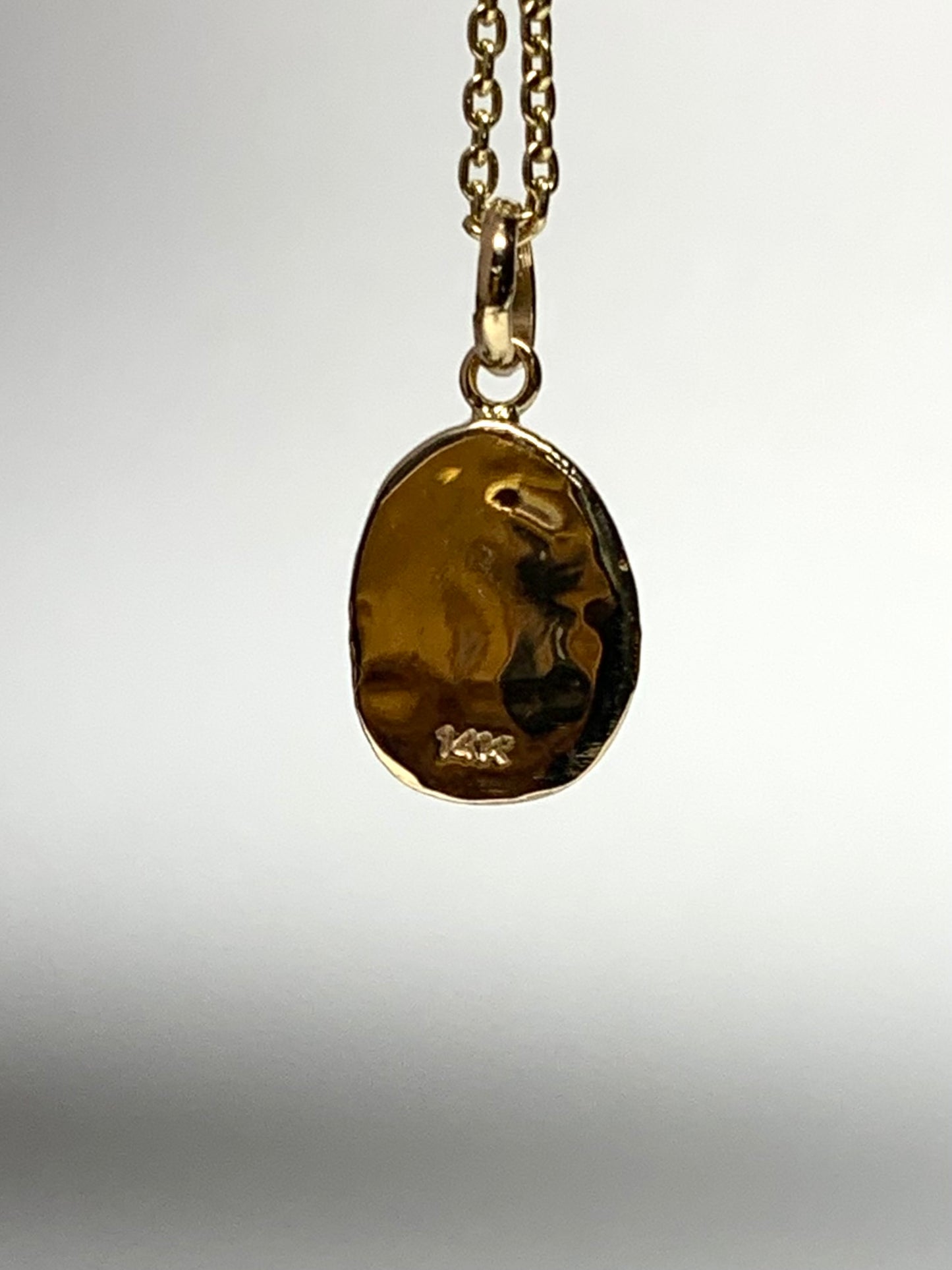 14k Solid Yellow Gold Nugget Mini Pendant “Honey Bee”, Tiny Charm
