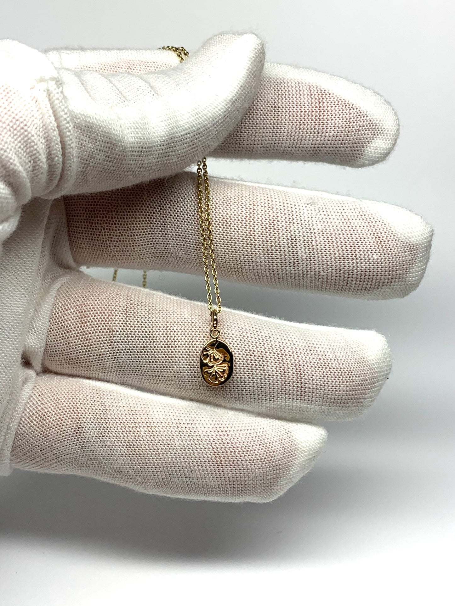 10k Solid Yellow Gold Nugget “Ginkgo” Mini Pendant, Tiny Charm