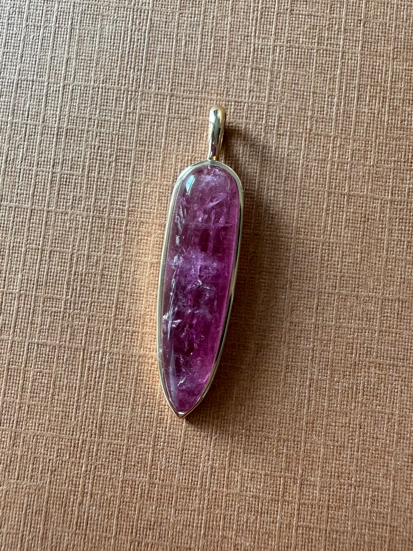 14k Solid Yellow Gold, Natural Pink Tourmaline “Arrowhead” Pendant