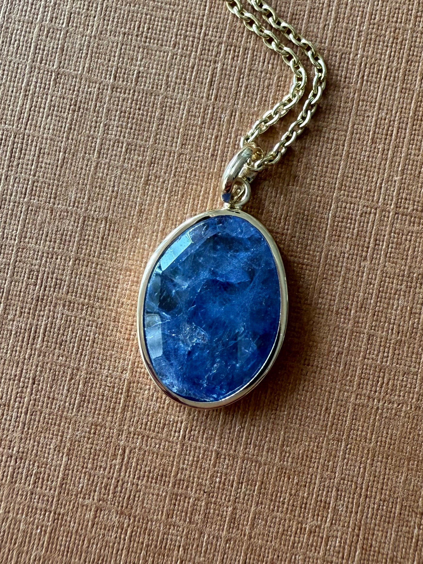 14k Solid Yellow Gold, Blue Tanzanite Pendant, Small Size