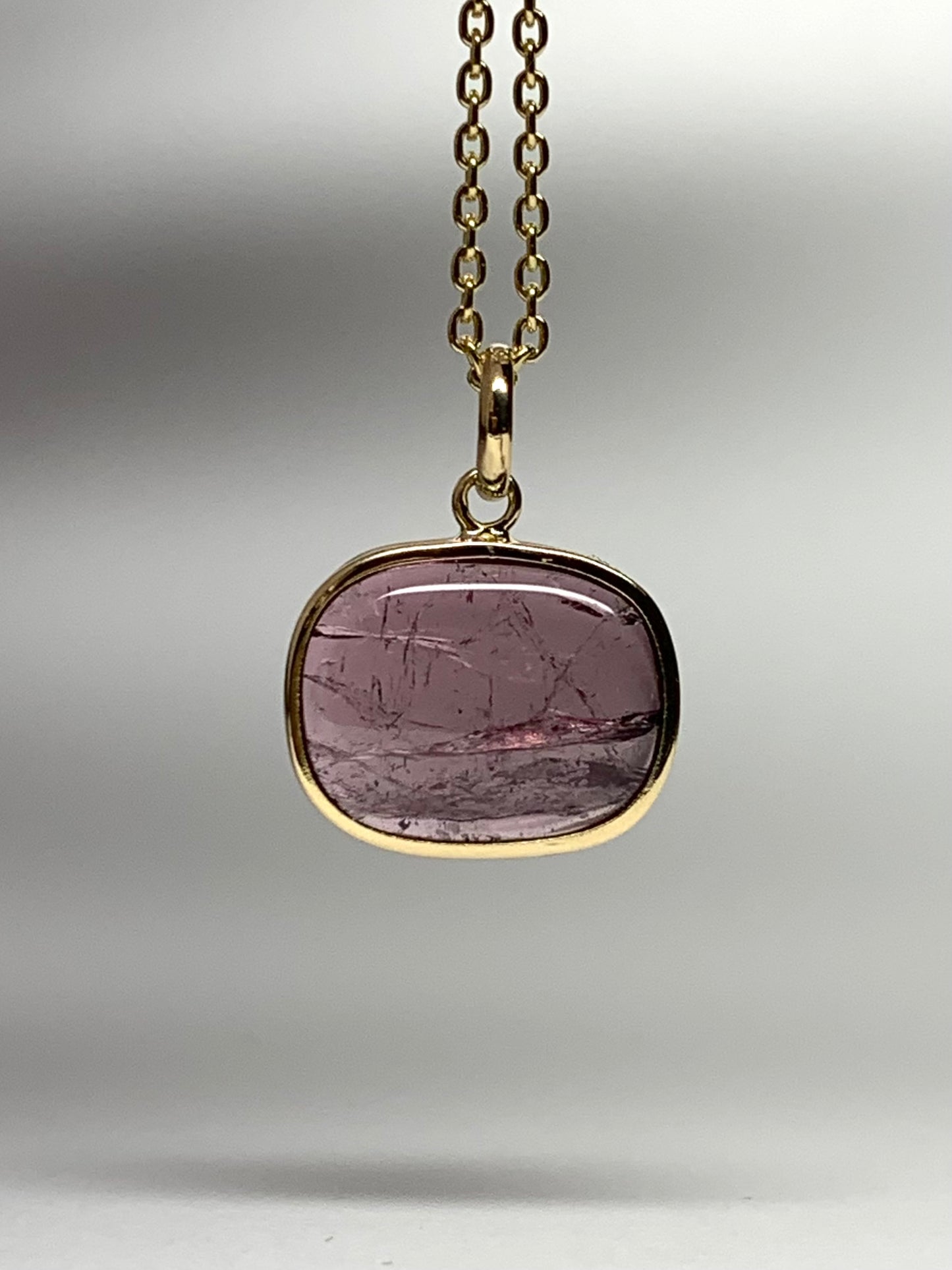 14k Solid Yellow Gold, Natural Pink Tourmaline Mini Pendant