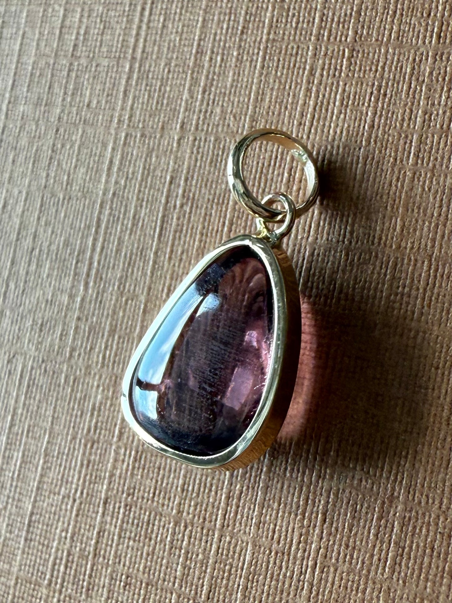 14k Solid Yellow Gold, Natural Pink Tourmaline Mini Pendant