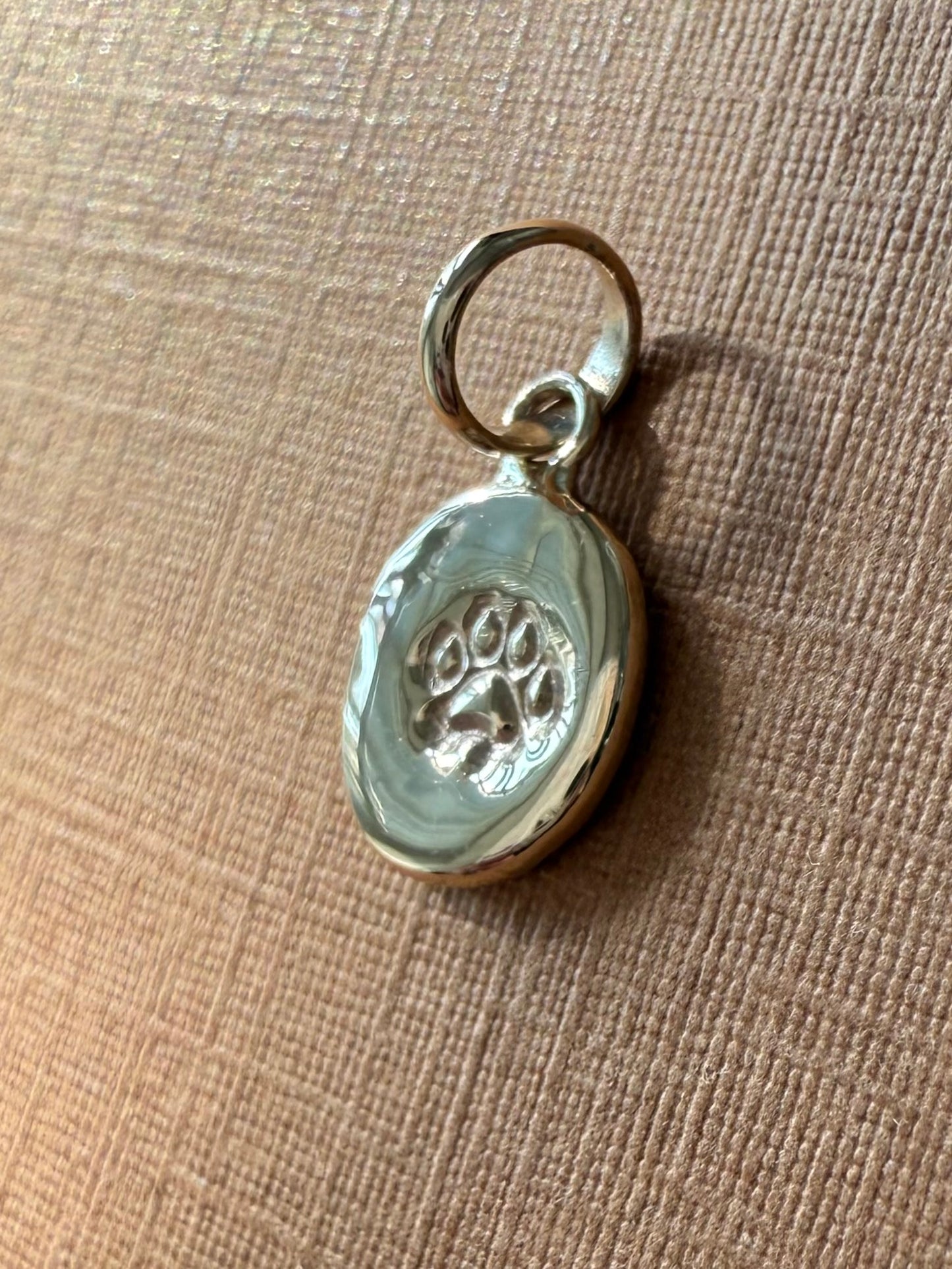 14K Solid Yellow Gold Nugget “Paw” Mini Pendant, Tiny Charm