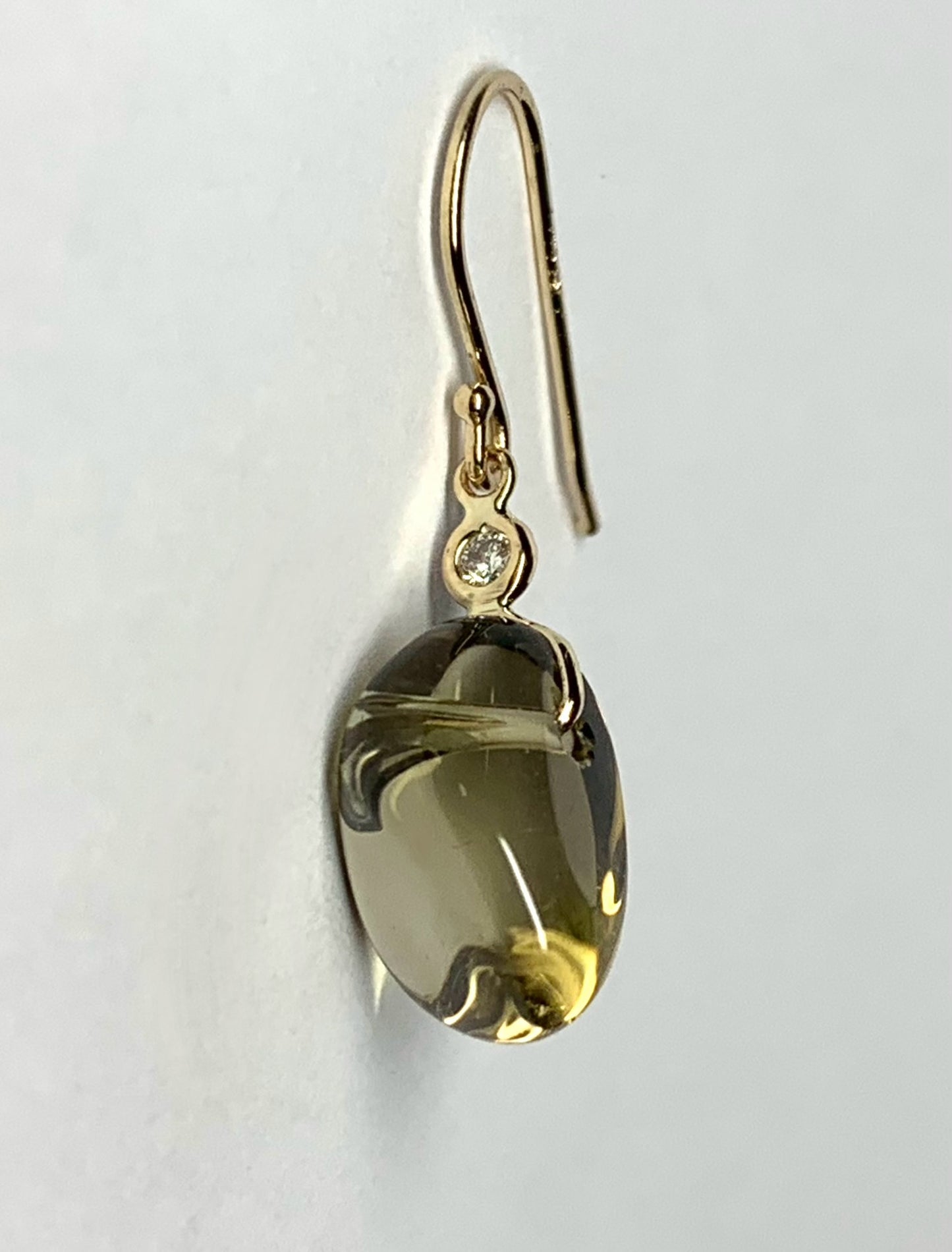 14k Solid Yellow Gold, Diamonds, Lemon Quartz Tumbled Nugget Beads Earrings, Mini Size