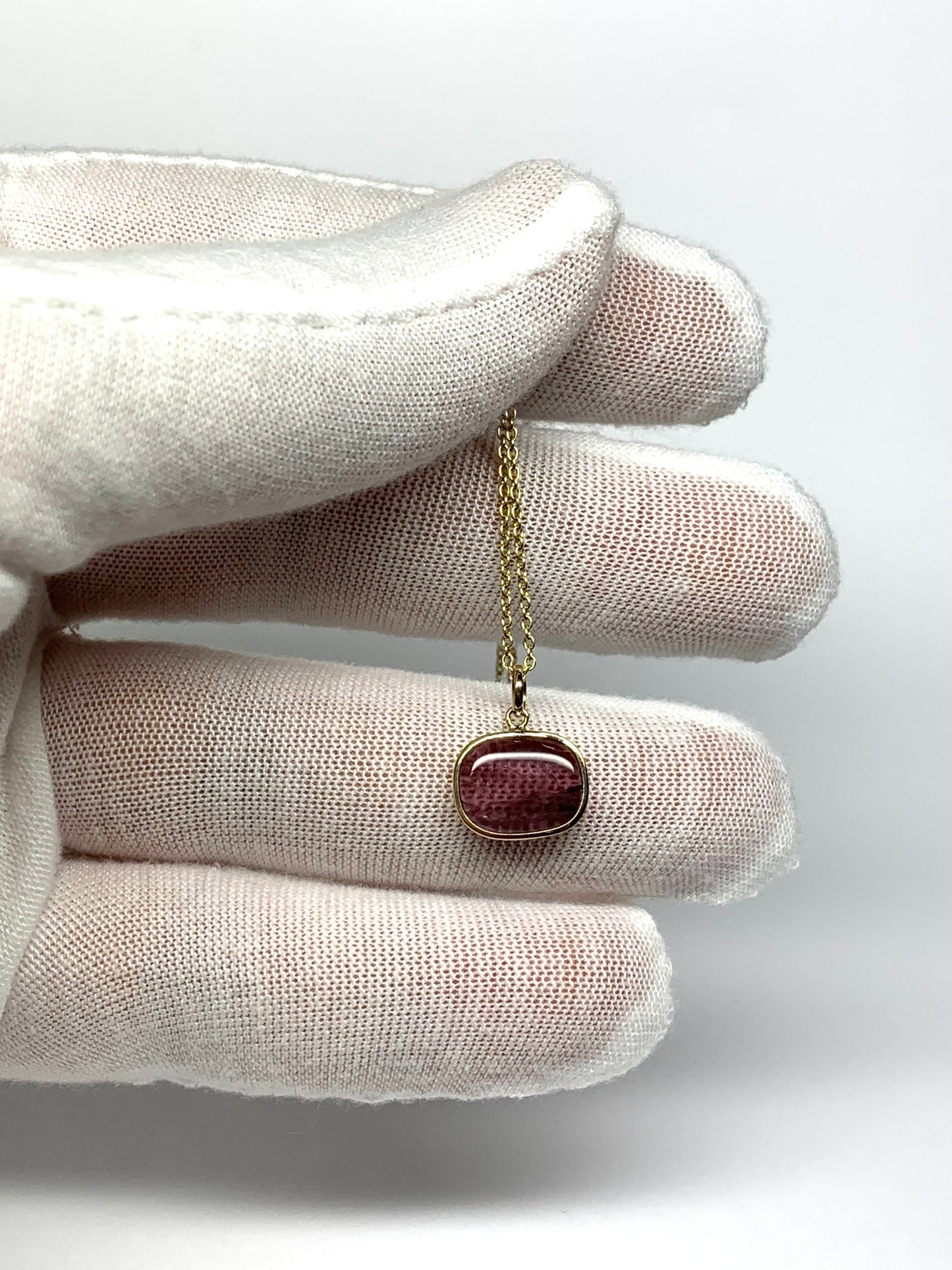 14k Solid Yellow Gold, Natural Pink Tourmaline Mini Pendant