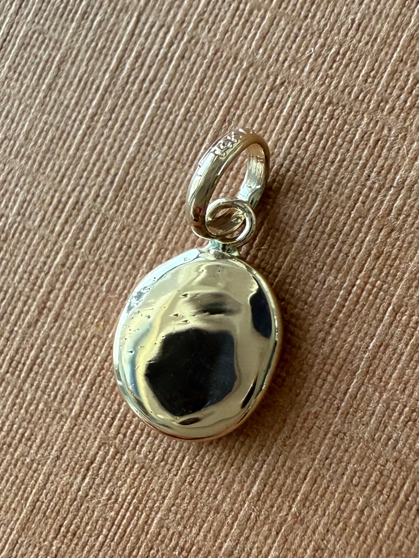 14K Solid Yellow Gold Plain Nugget Mini Pendant, Tiny Charm