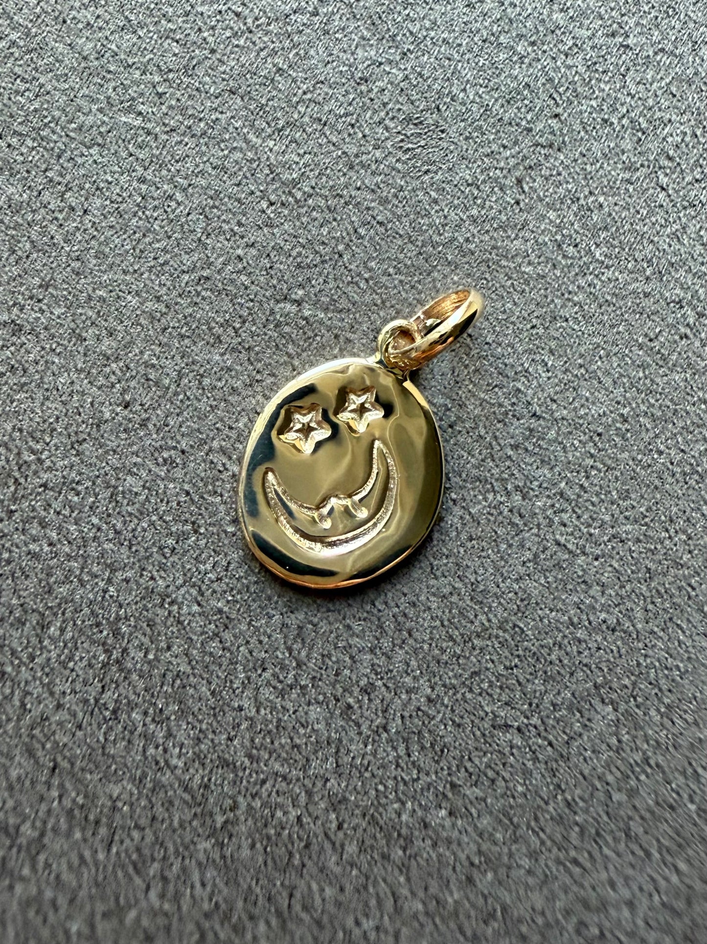 14K Solid Yellow Gold Nugget “Starry Night” Mini Pendant, Tiny Charm