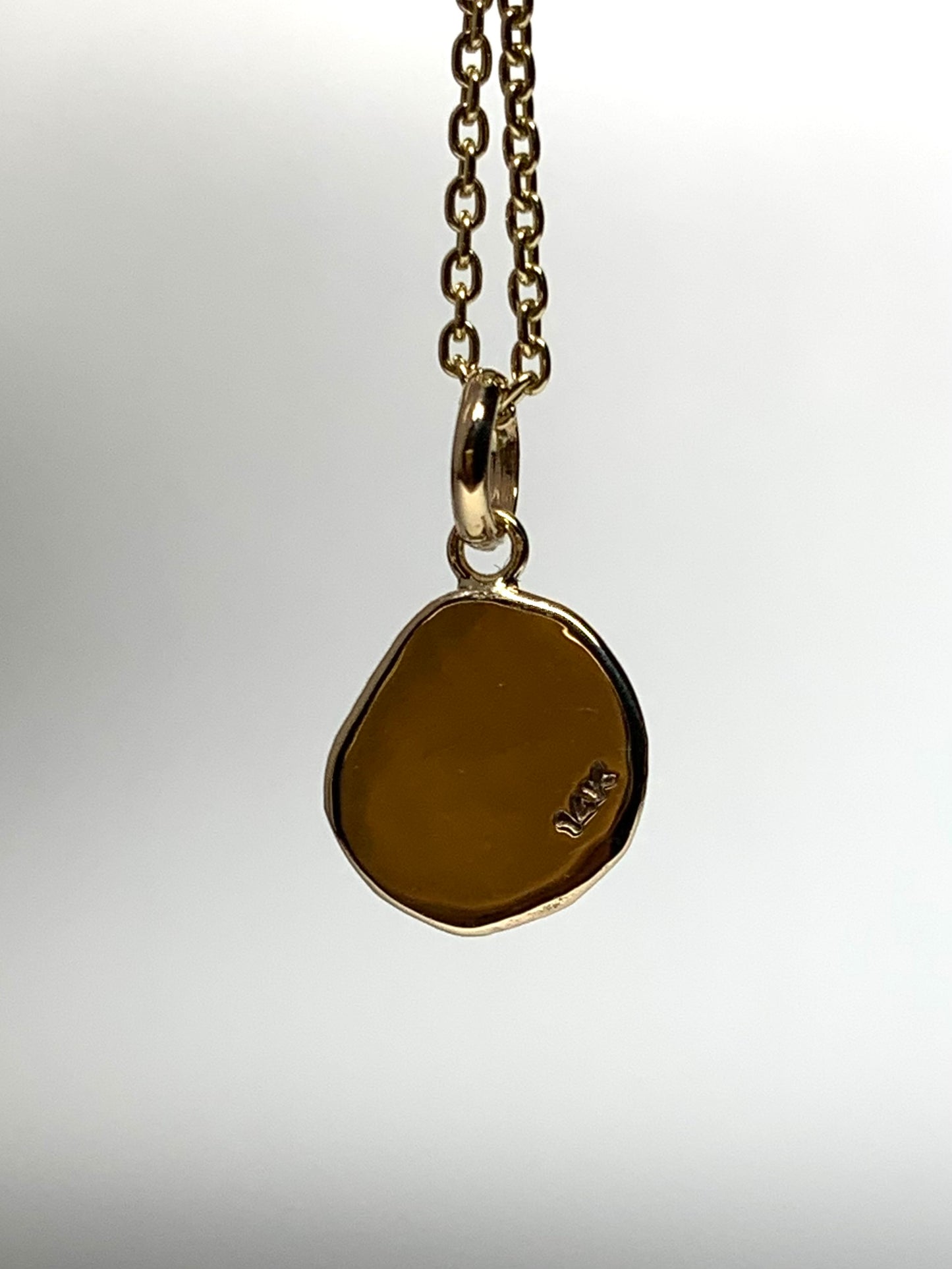 14k Solid Yellow Gold Nugget “Olive Branch”, Mini Pendant, Tiny Charm