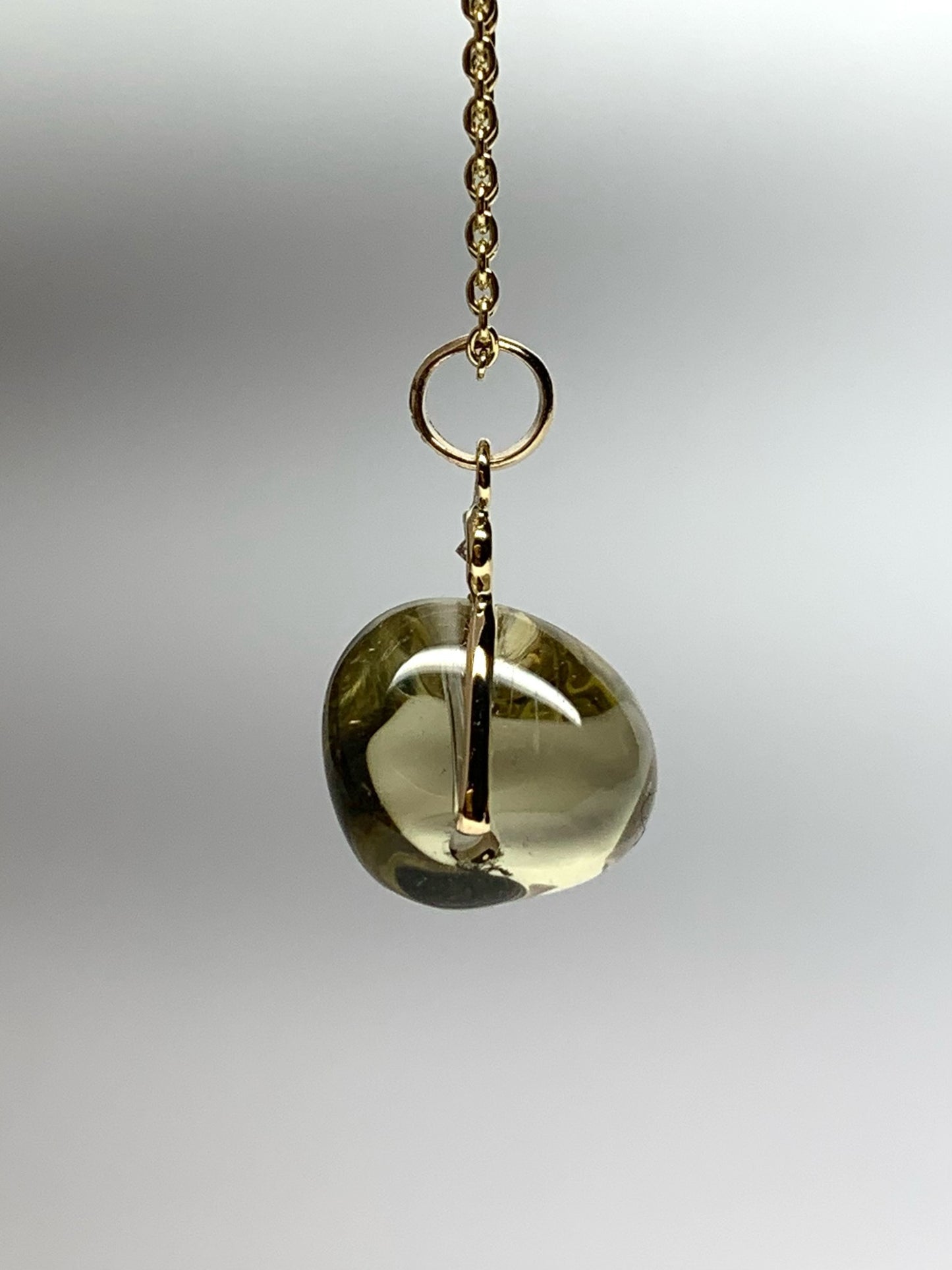 14k Solid Yellow Gold, Diamond, Lemon Quartz Tumbled Nugget Bead Pendant, Mini Size