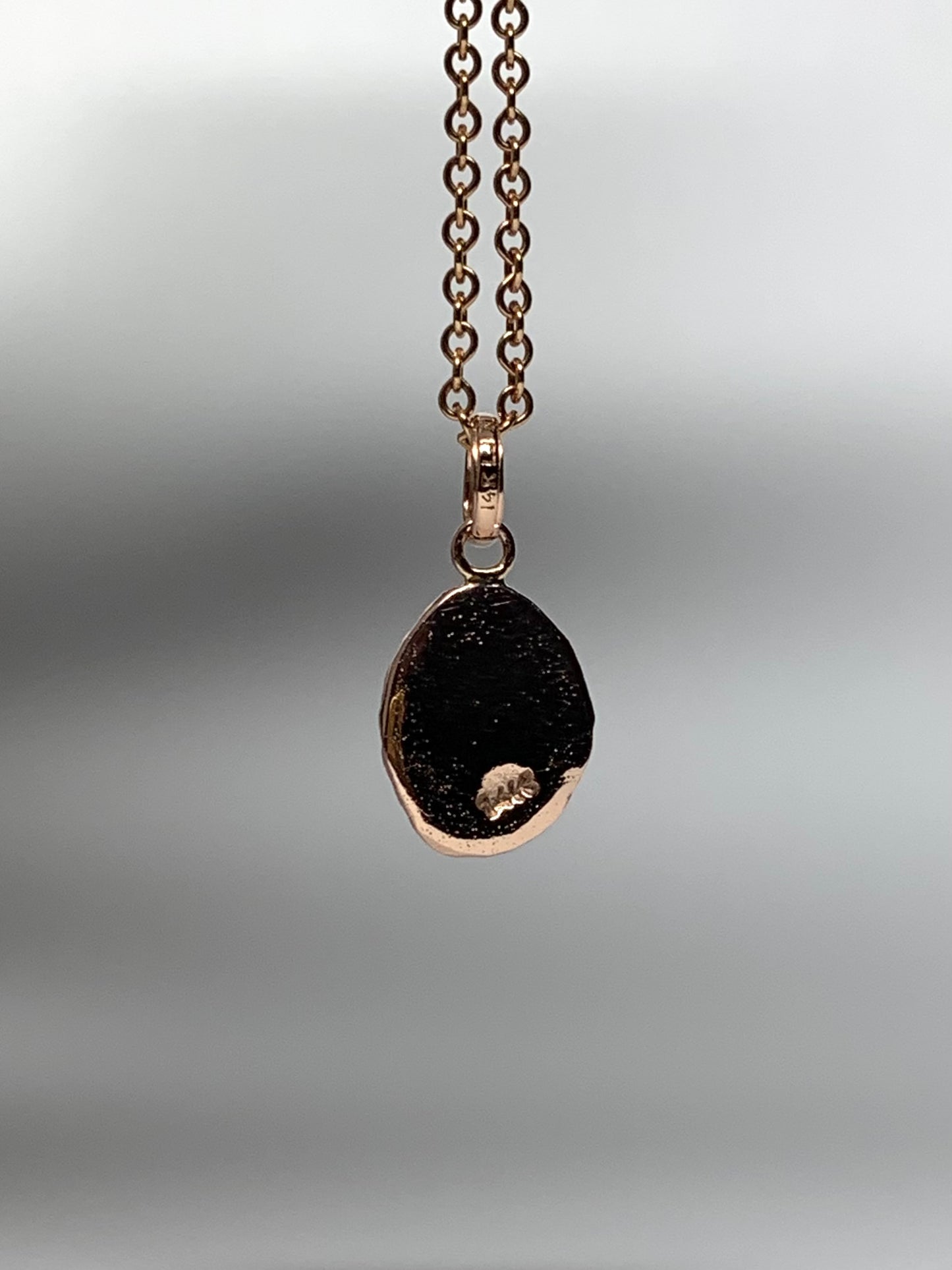 14k Solid Rose Gold Nugget “Olive Branch”, Mini Pendant, Tiny Charm