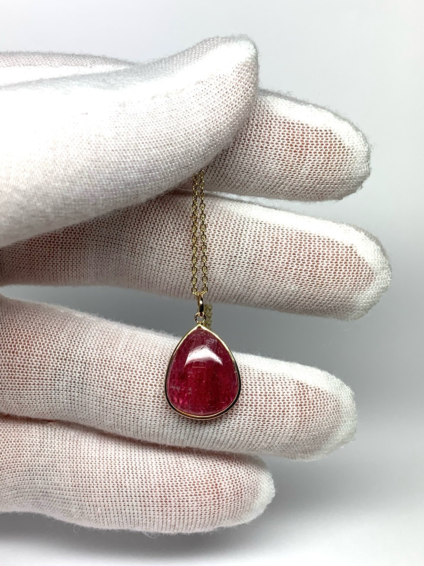 14k Solid Yellow Gold, Natural Pink Tourmaline Pendant