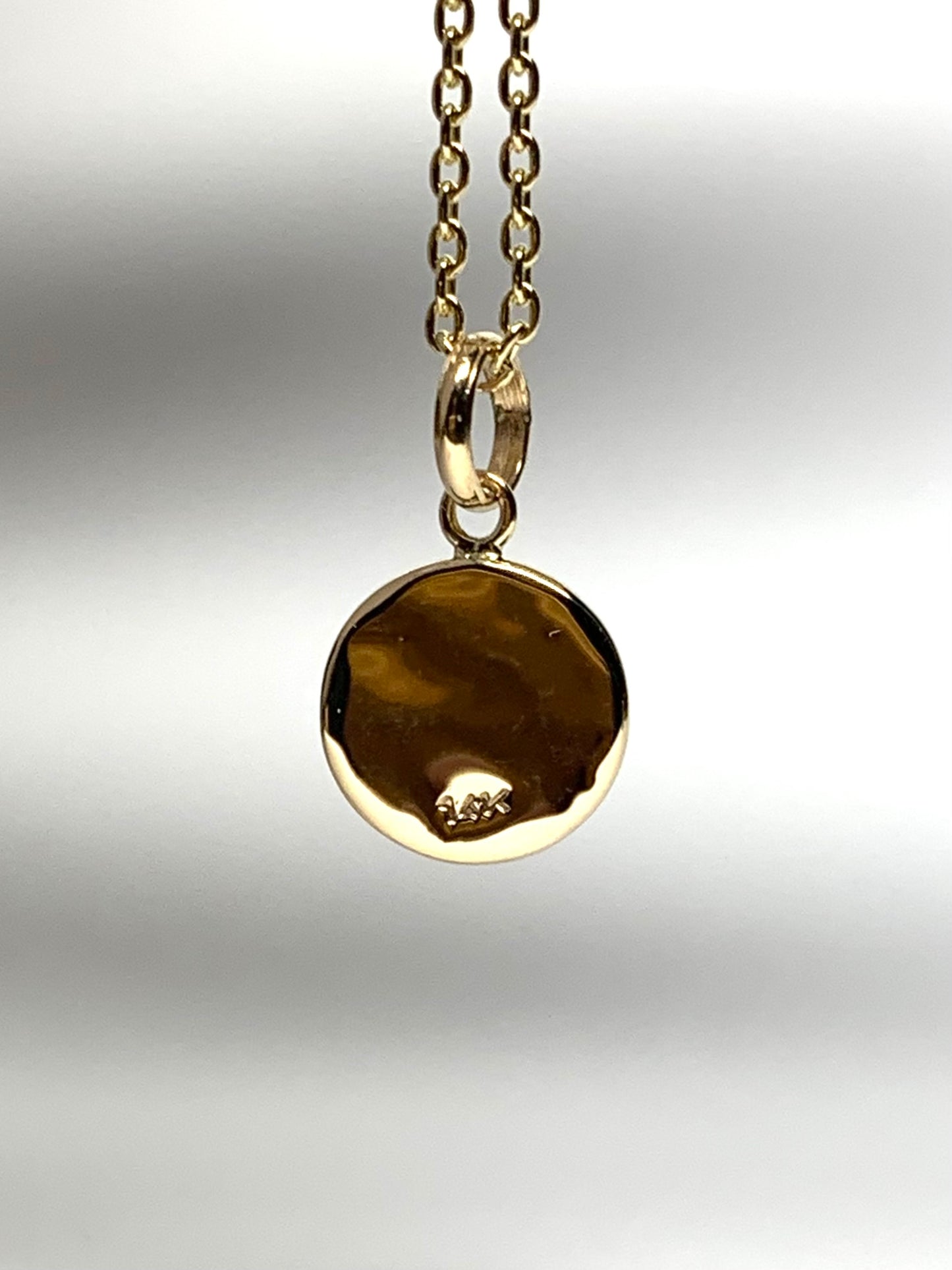 14K Solid Yellow Gold Nugget “Libra” Mini Pendant, Tiny Charm