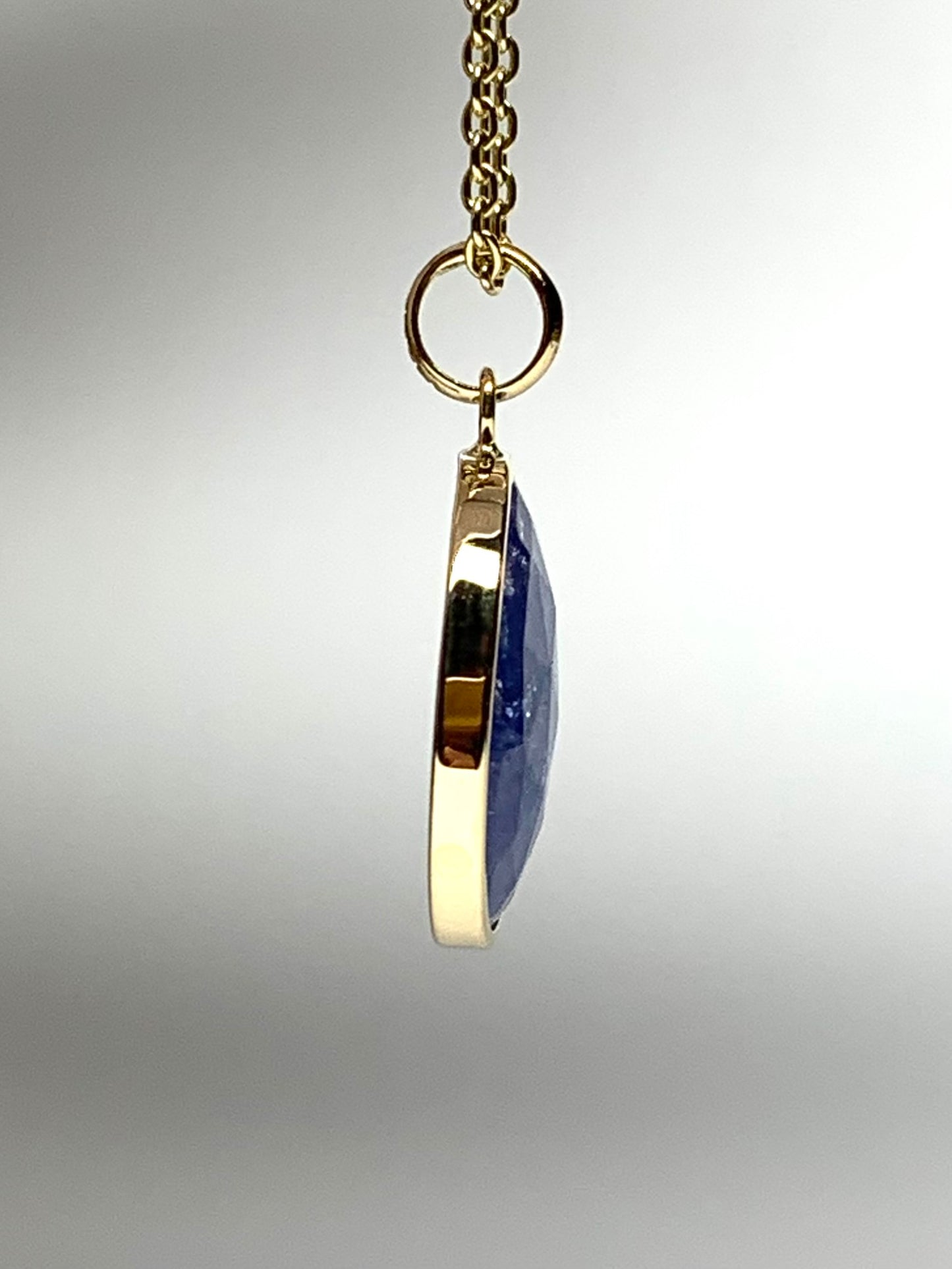14k Solid Yellow Gold, Blue Tanzanite Pendant, Small Size