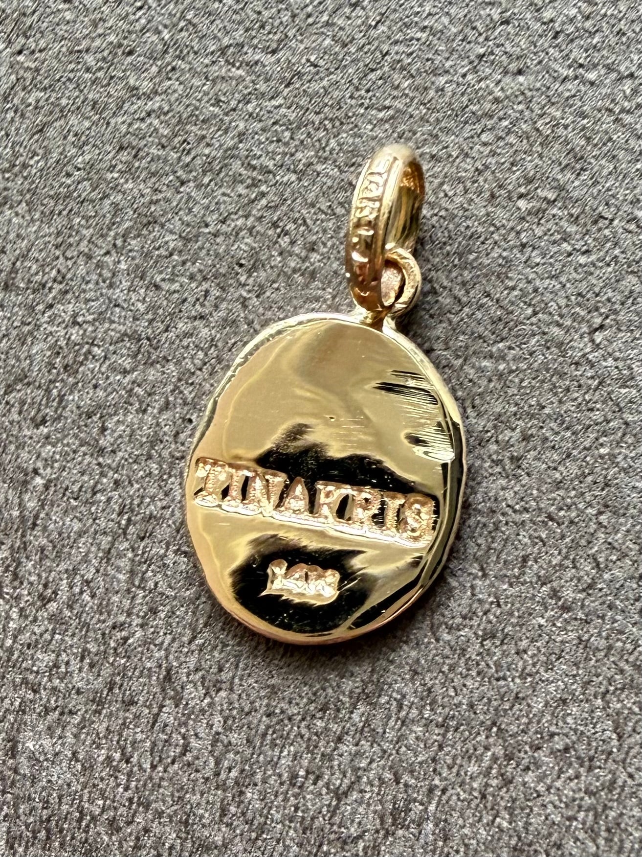 14k Solid Yellow Gold Nugget Mini Pendant “Snake”, Tiny Charm