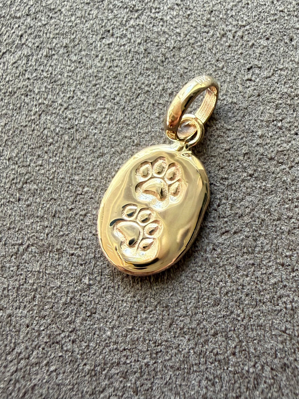 10k Solid Yellow Gold Nugget “Paws” Mini Pendant, Tiny Charm