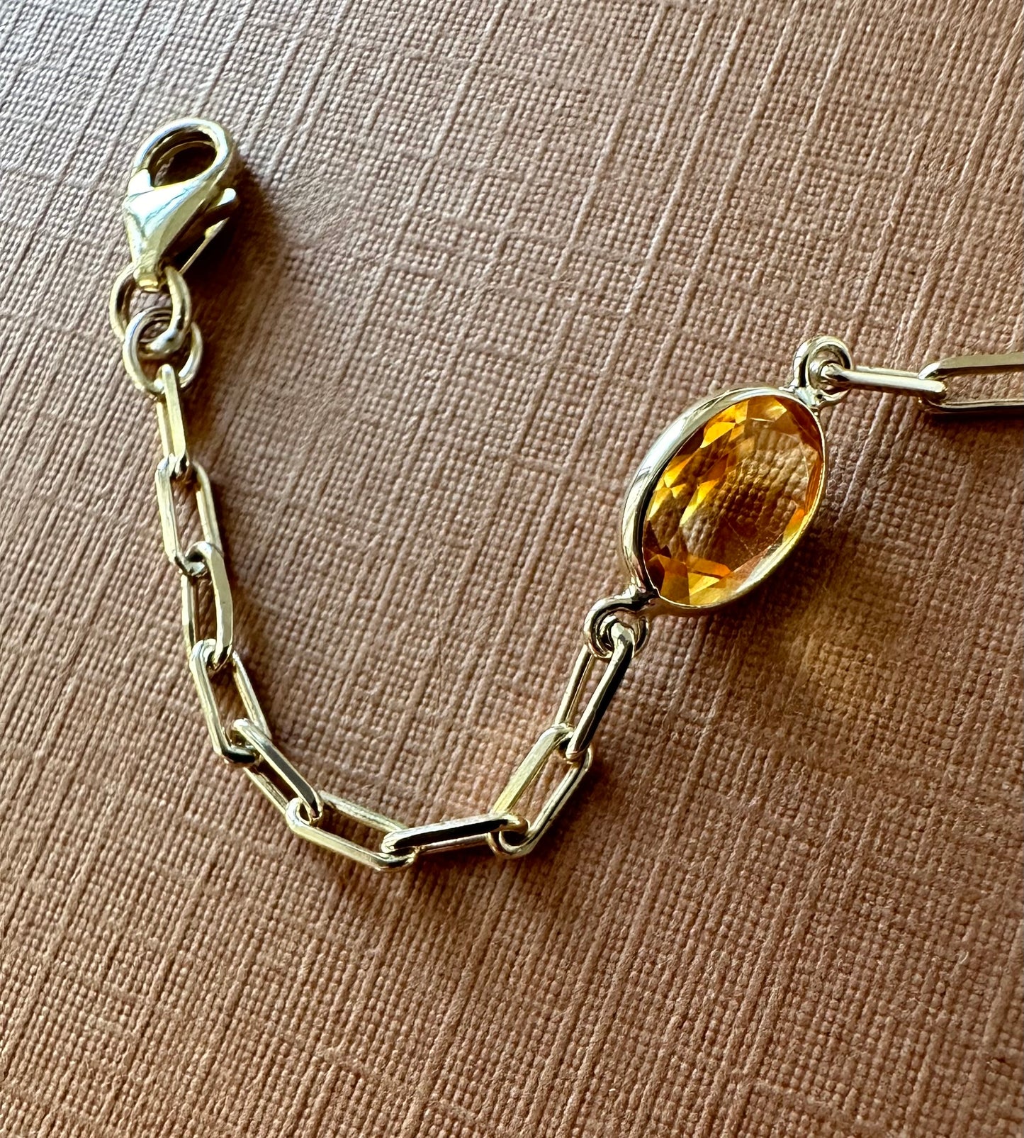 10k Solid Yellow Gold Bracelet, Multi Color Gemstones