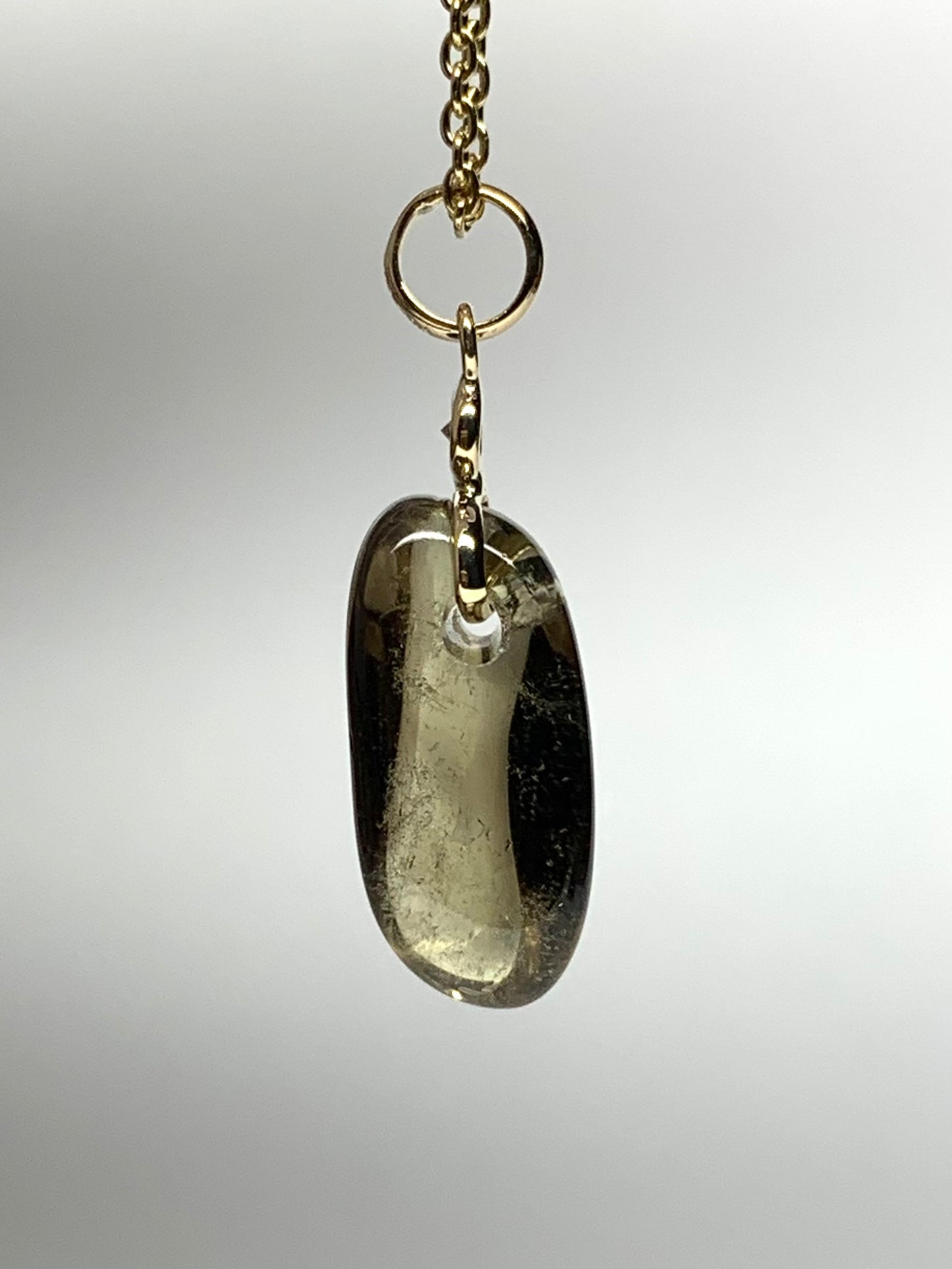 14k Solid Yellow Gold, Diamond, Lemon Quartz Tumbled Nugget Bead Pendant, Mini Size