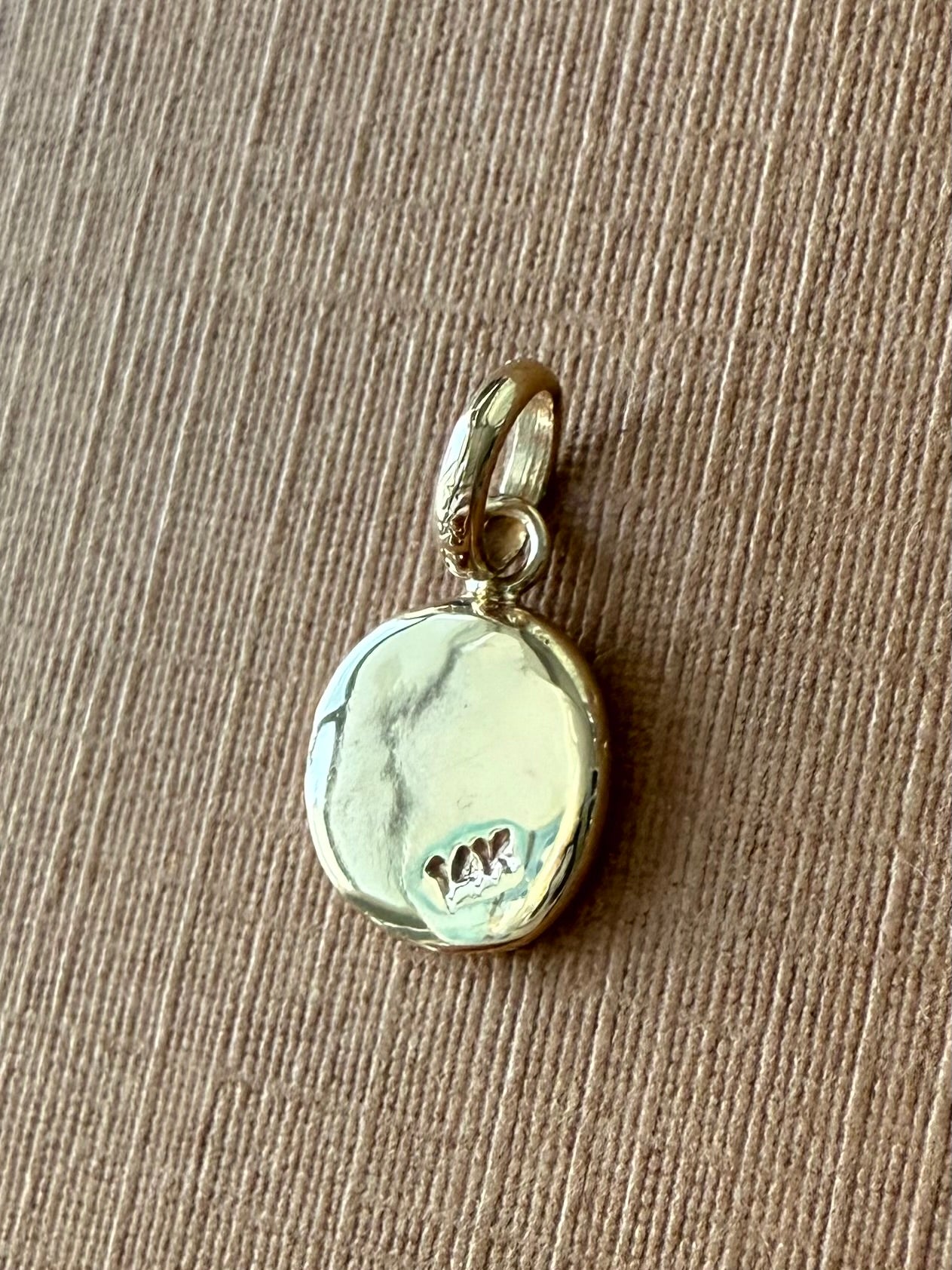 14K Solid Yellow Gold Nugget “Paw” Mini Pendant, Tiny Charm