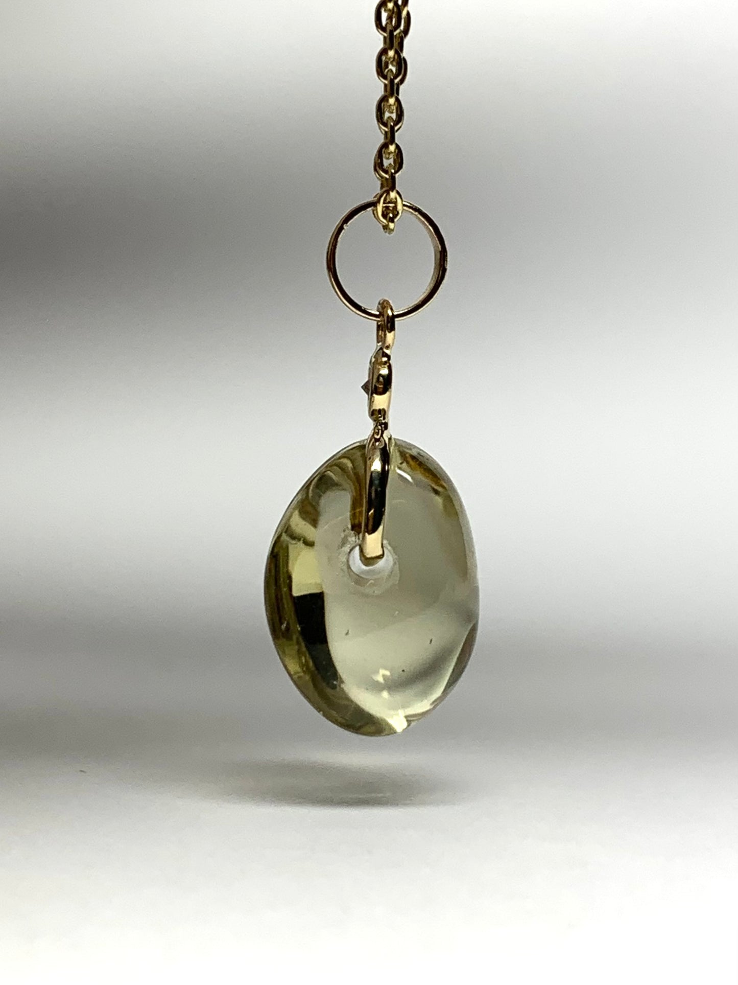 14k Solid Yellow Gold, Diamond, Lemon Quartz Tumbled Nugget Bead Pendant, Mini Size