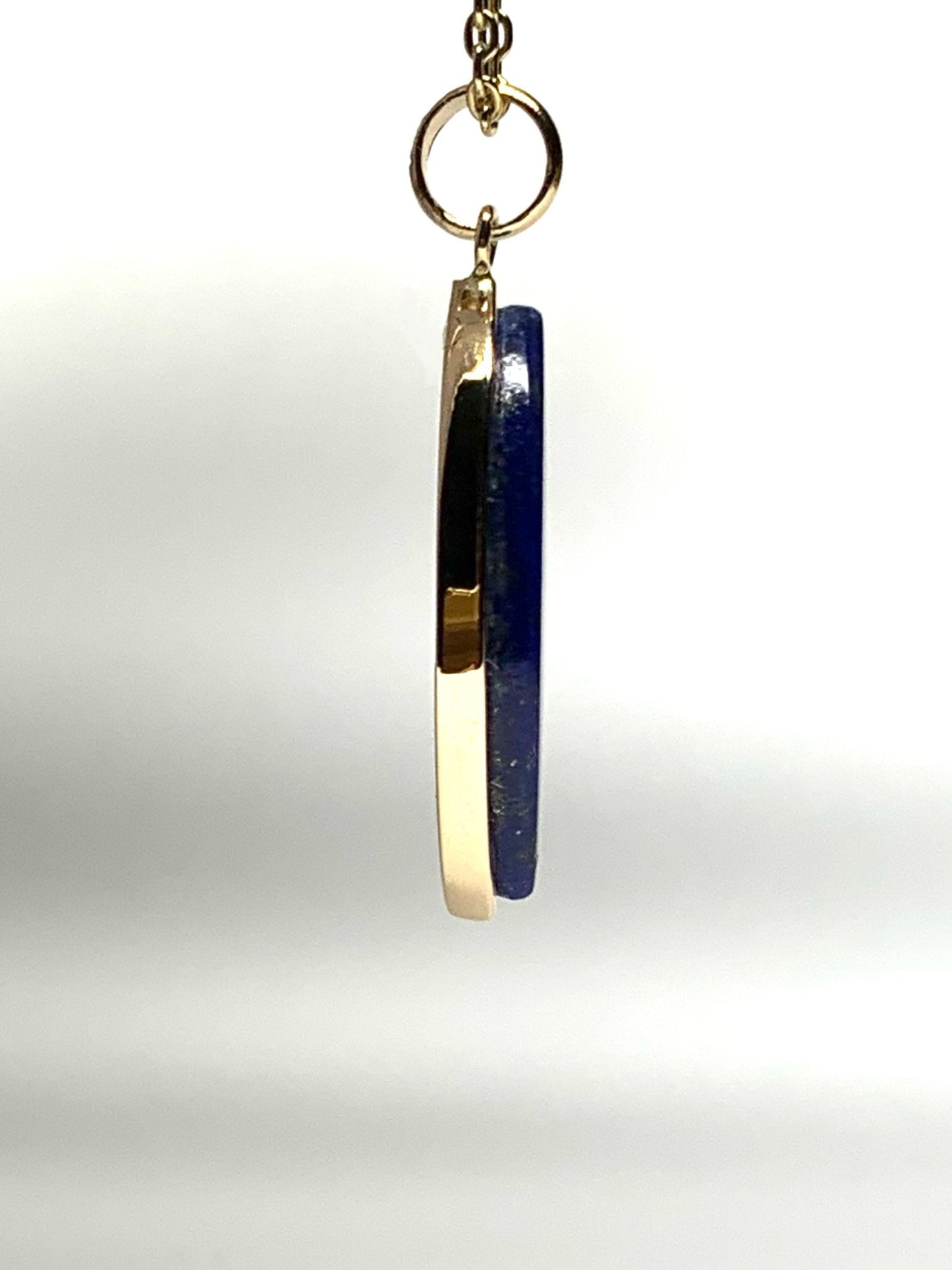 14k Solid Yellow Gold, Natural Blue Lapis Lazuli Marquise Pendant
