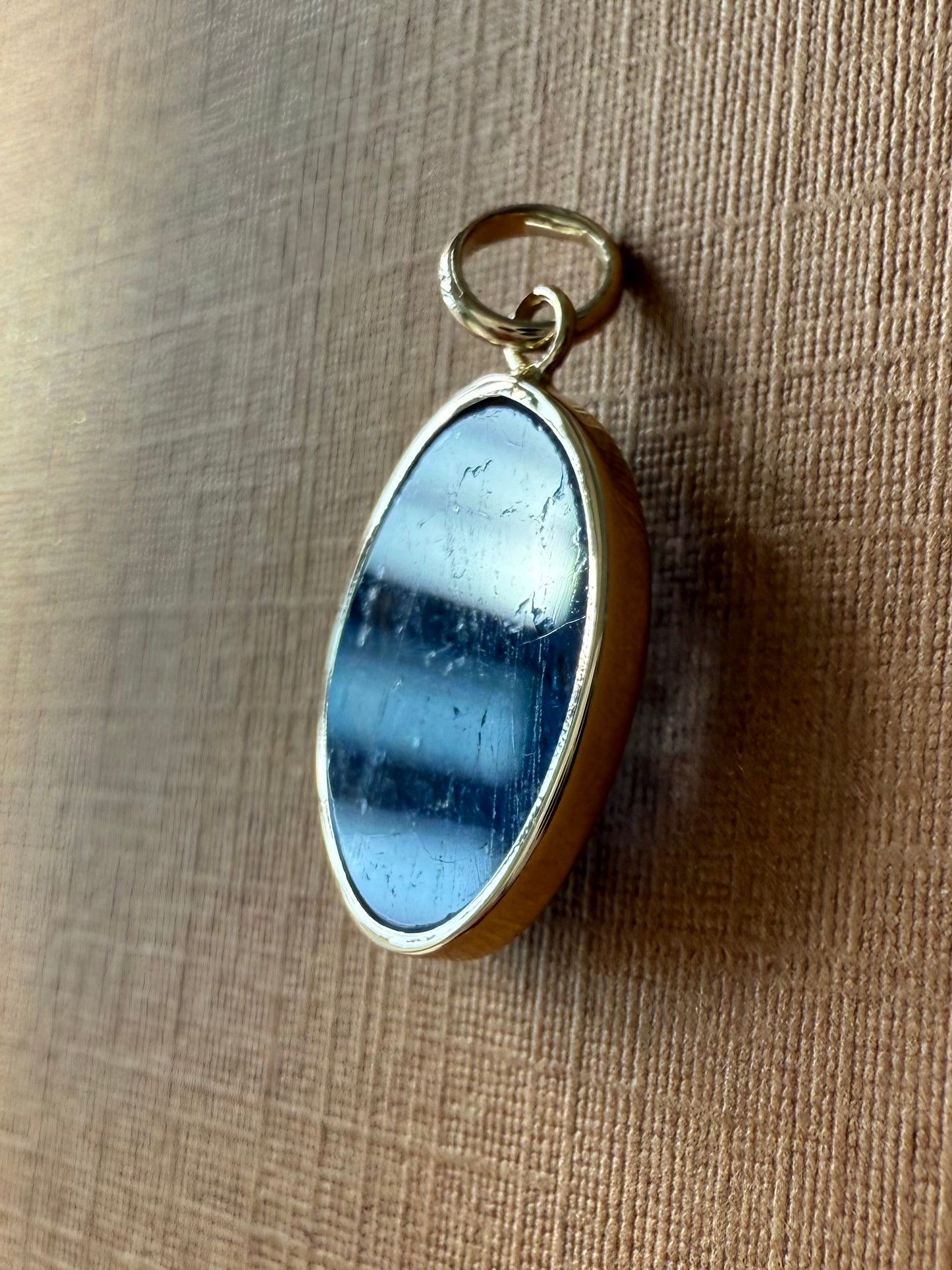 14k Solid Yellow Gold, Blue Tanzanite Pendant, Small Size