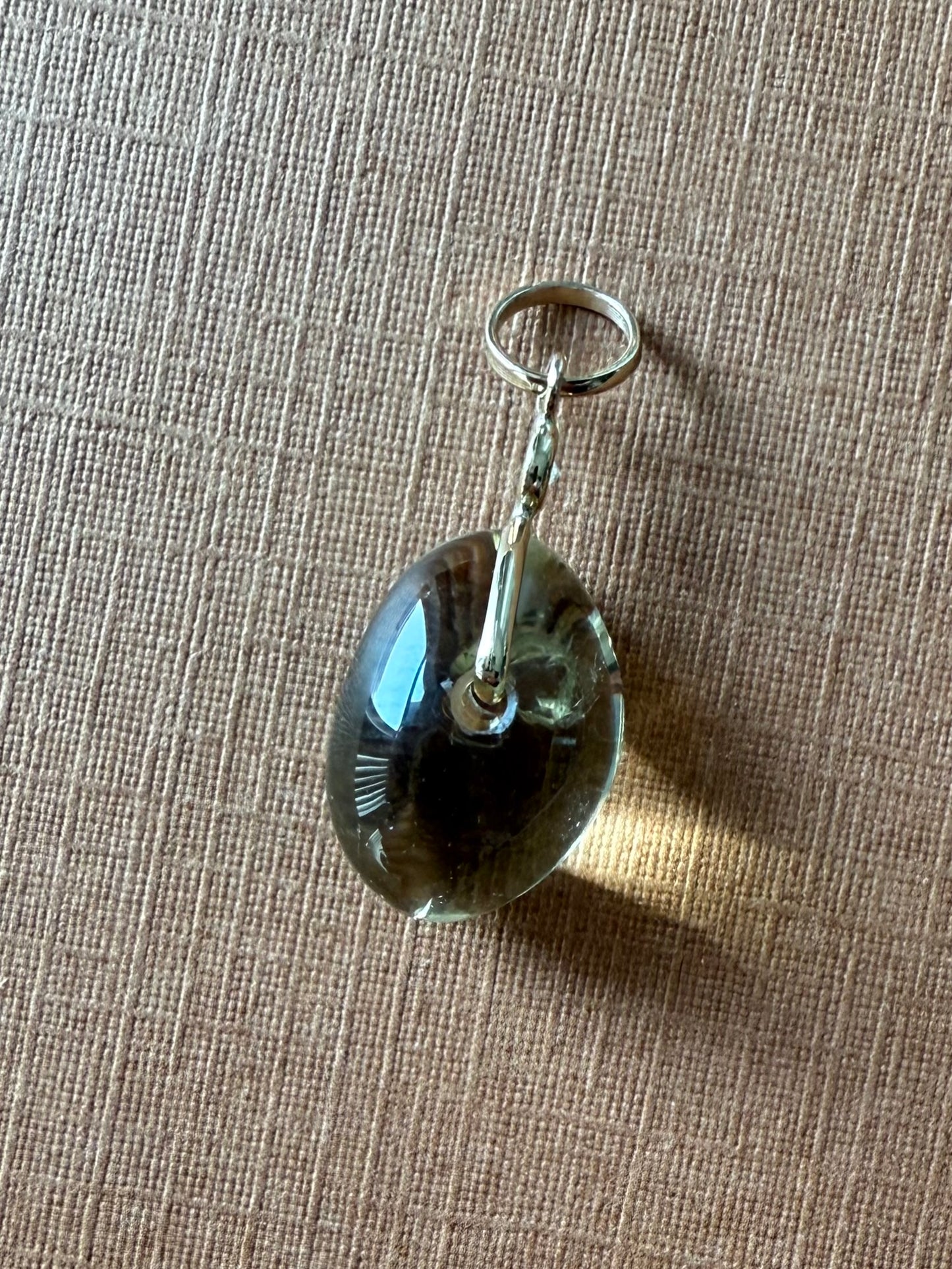 14k Solid Yellow Gold, Diamond, Lemon Quartz Tumbled Nugget Bead Pendant, Mini Size