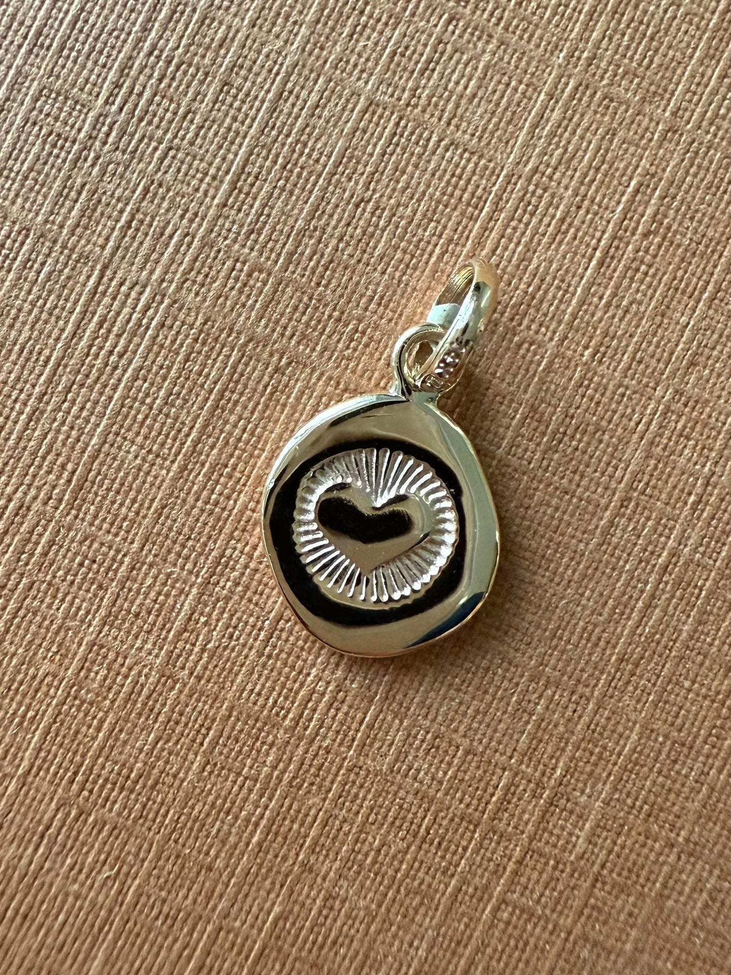 14K Solid Yellow Gold Nugget “Heart” Mini Pendant, Tiny Charm