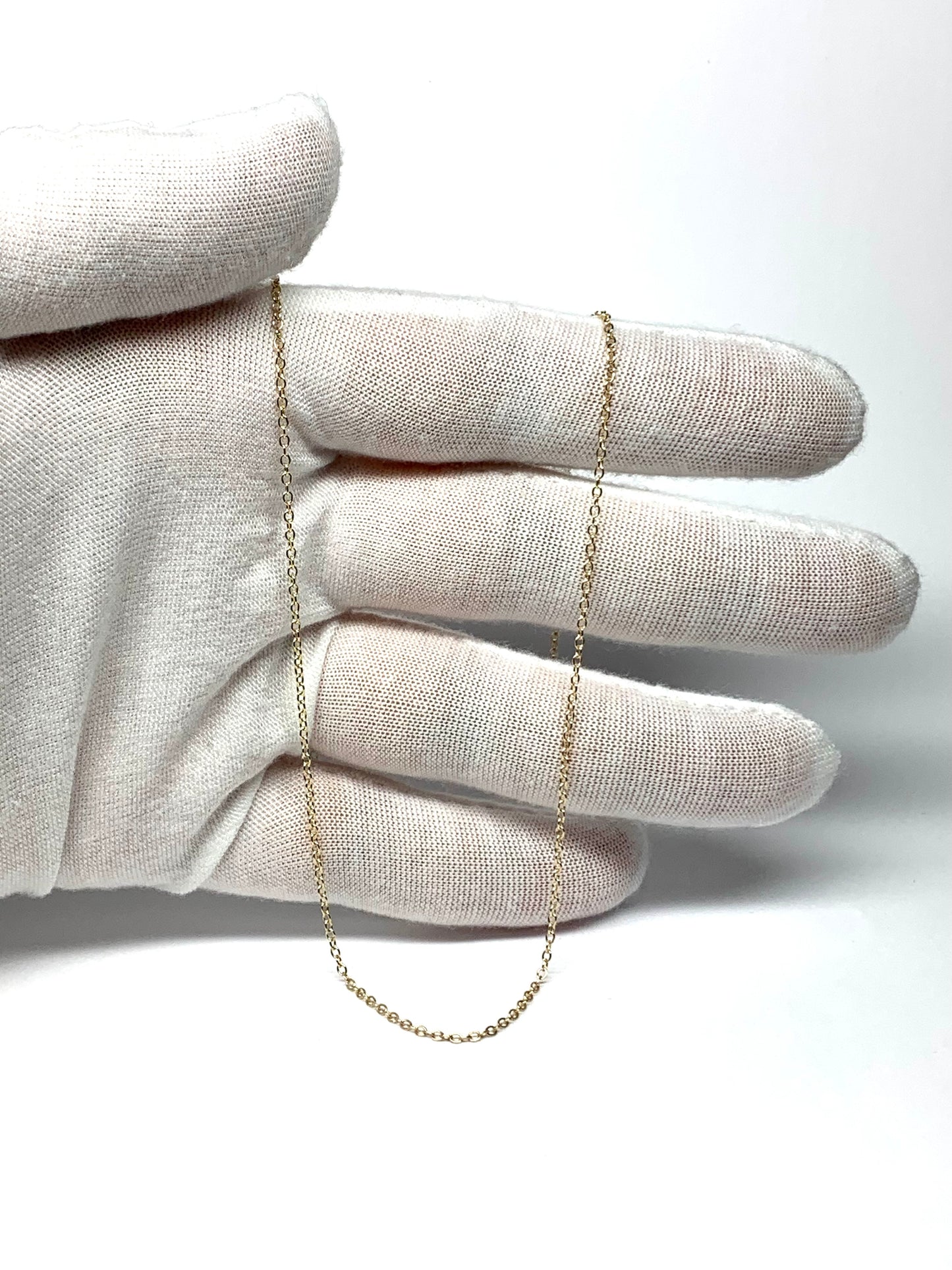 14k Solid Yellow Gold Chain, Pendant Chain, Cable Style 18”