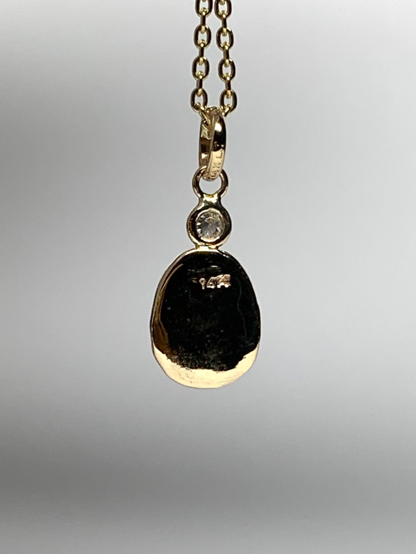 14K Solid Yellow Gold Nugget “Heart” Mini Pendant, With Diamond, Tiny Charm