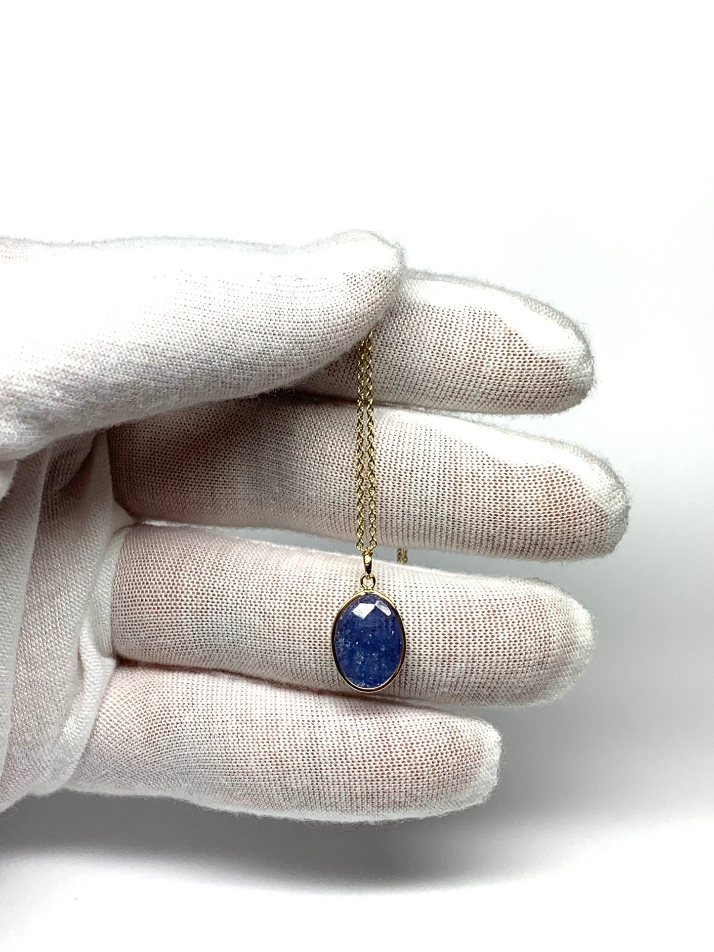 14k Solid Yellow Gold, Blue Tanzanite Pendant, Small Size