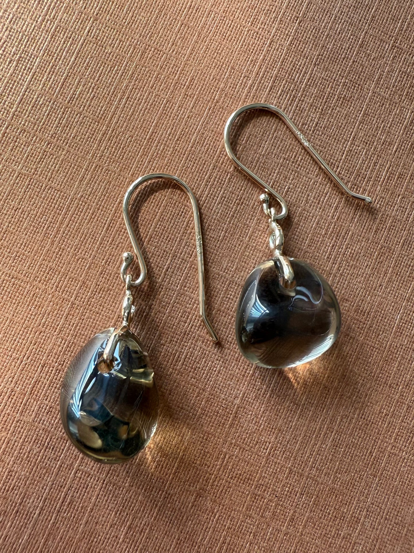 14k Solid Yellow Gold, Diamonds, Lemon Quartz Tumbled Nugget Beads Earrings, Mini Size