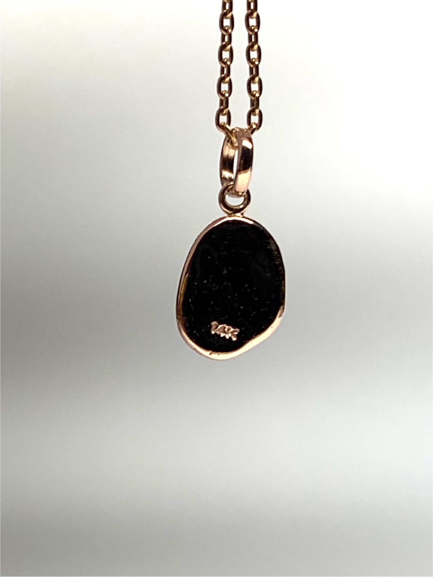 14K Solid Rose Gold Nugget “Ginkgo” Mini Pendant, Tiny Charm