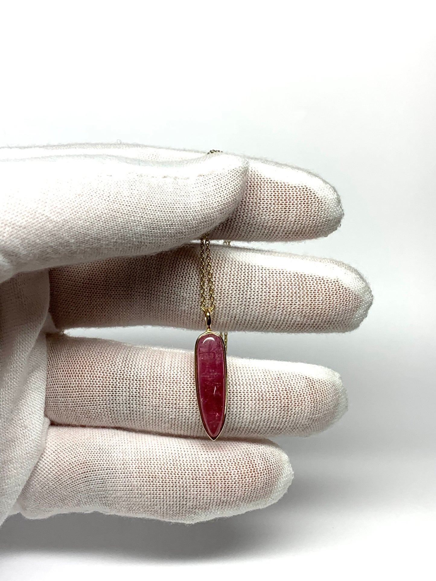 14k Solid Yellow Gold, Natural Pink Tourmaline “Arrowhead” Pendant