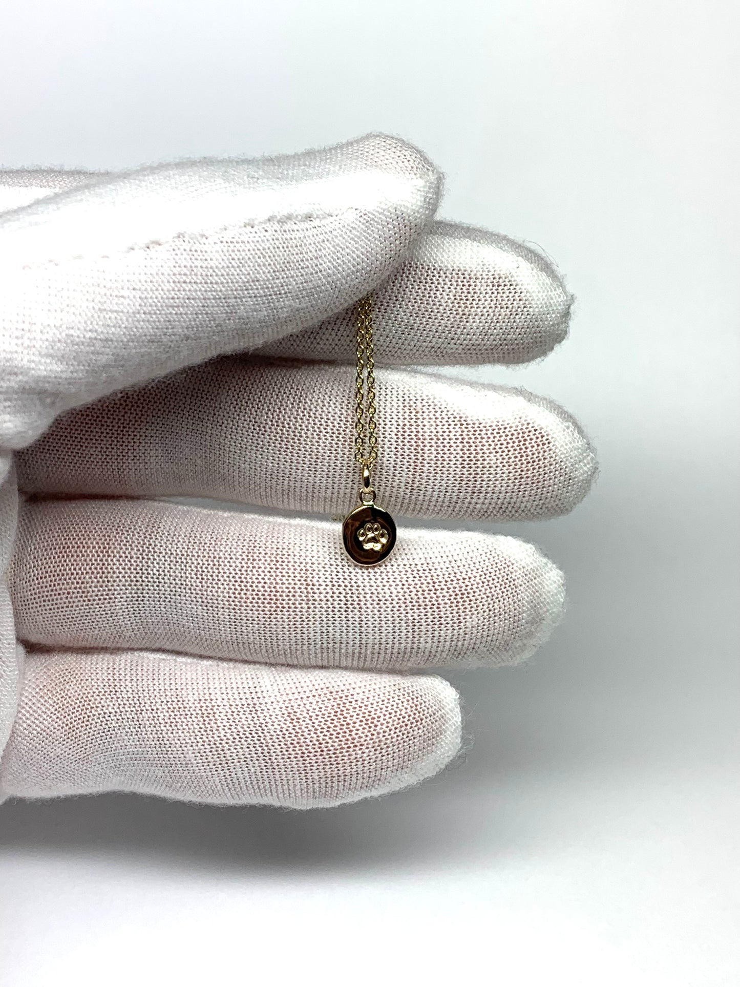 14K Solid Yellow Gold Nugget “Paw” Mini Pendant, Tiny Charm