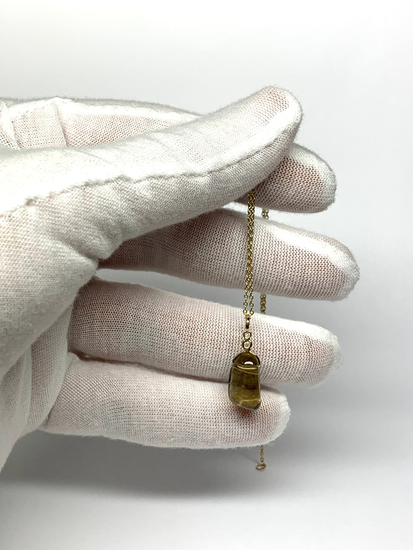 14k Solid Yellow Gold, Diamond, Lemon Quartz Tumbled Nugget Bead Pendant, Mini Size