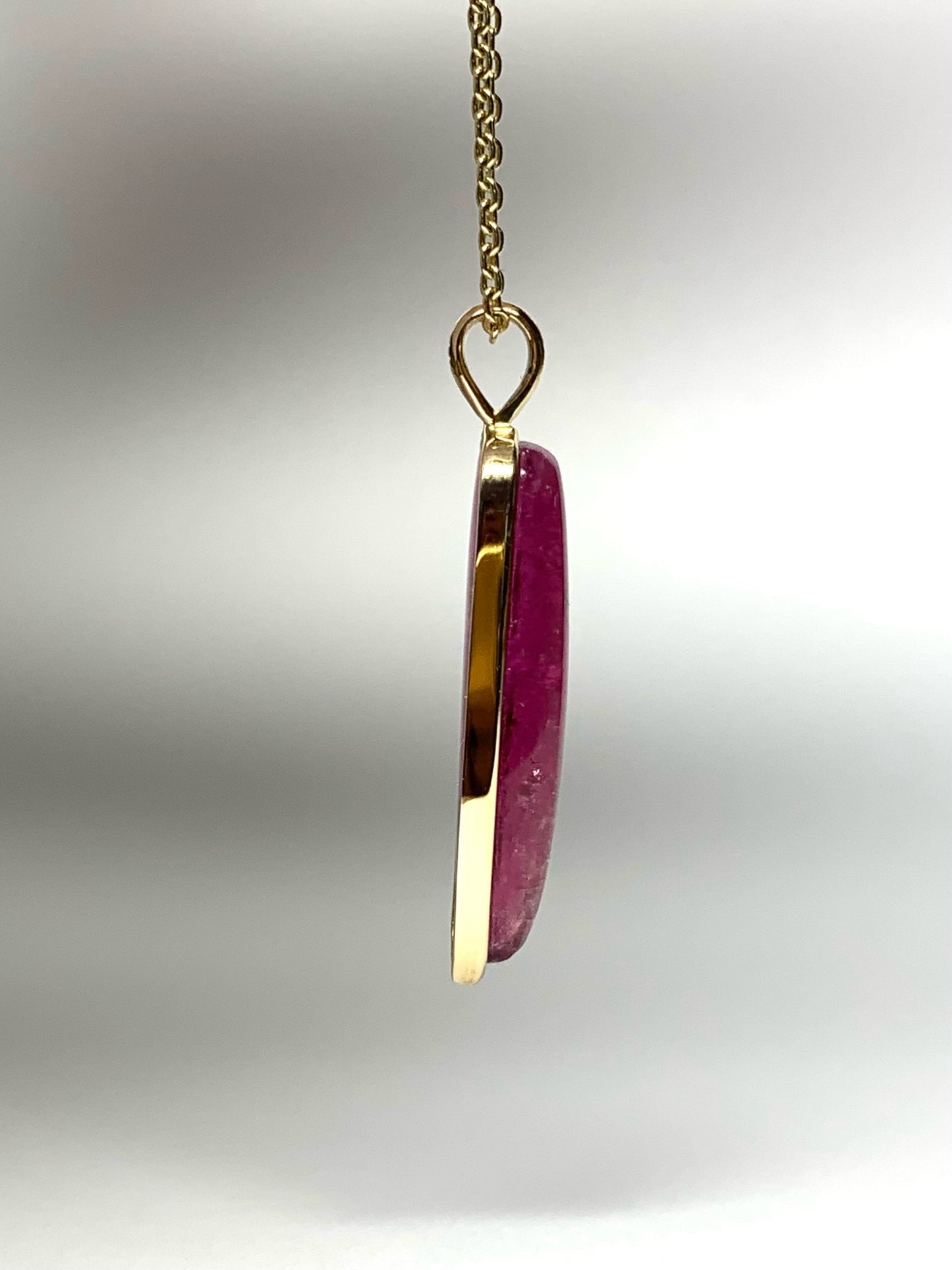 14k Solid Yellow Gold, Natural Pink Tourmaline “Arrowhead” Pendant