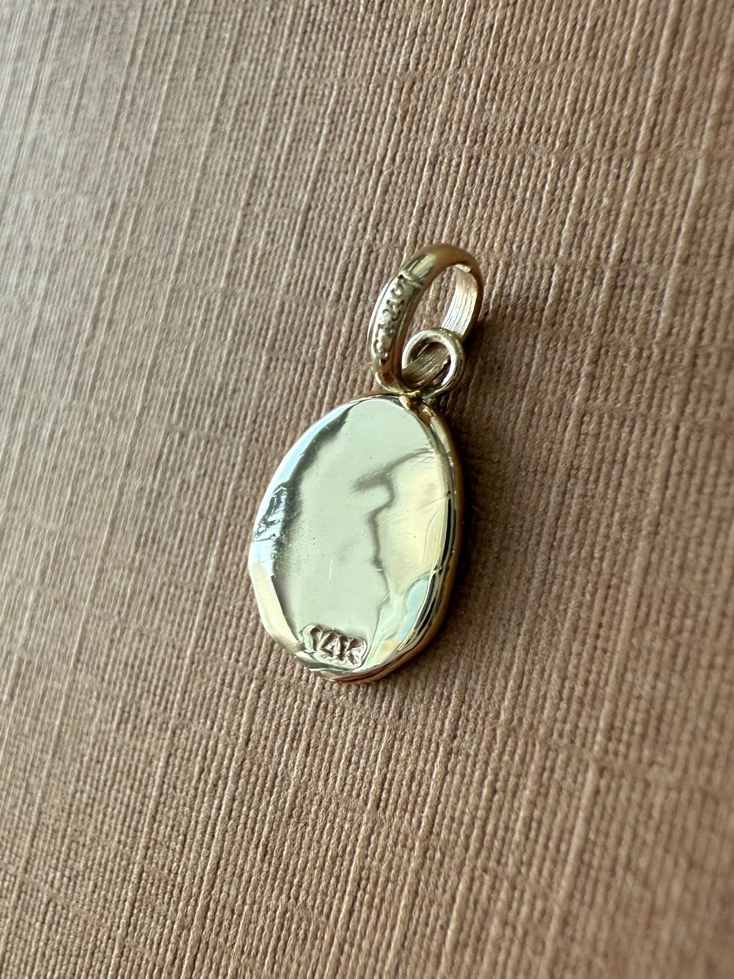 14k Solid Yellow Gold Nugget Mini Pendant “Aquarius”, Charm