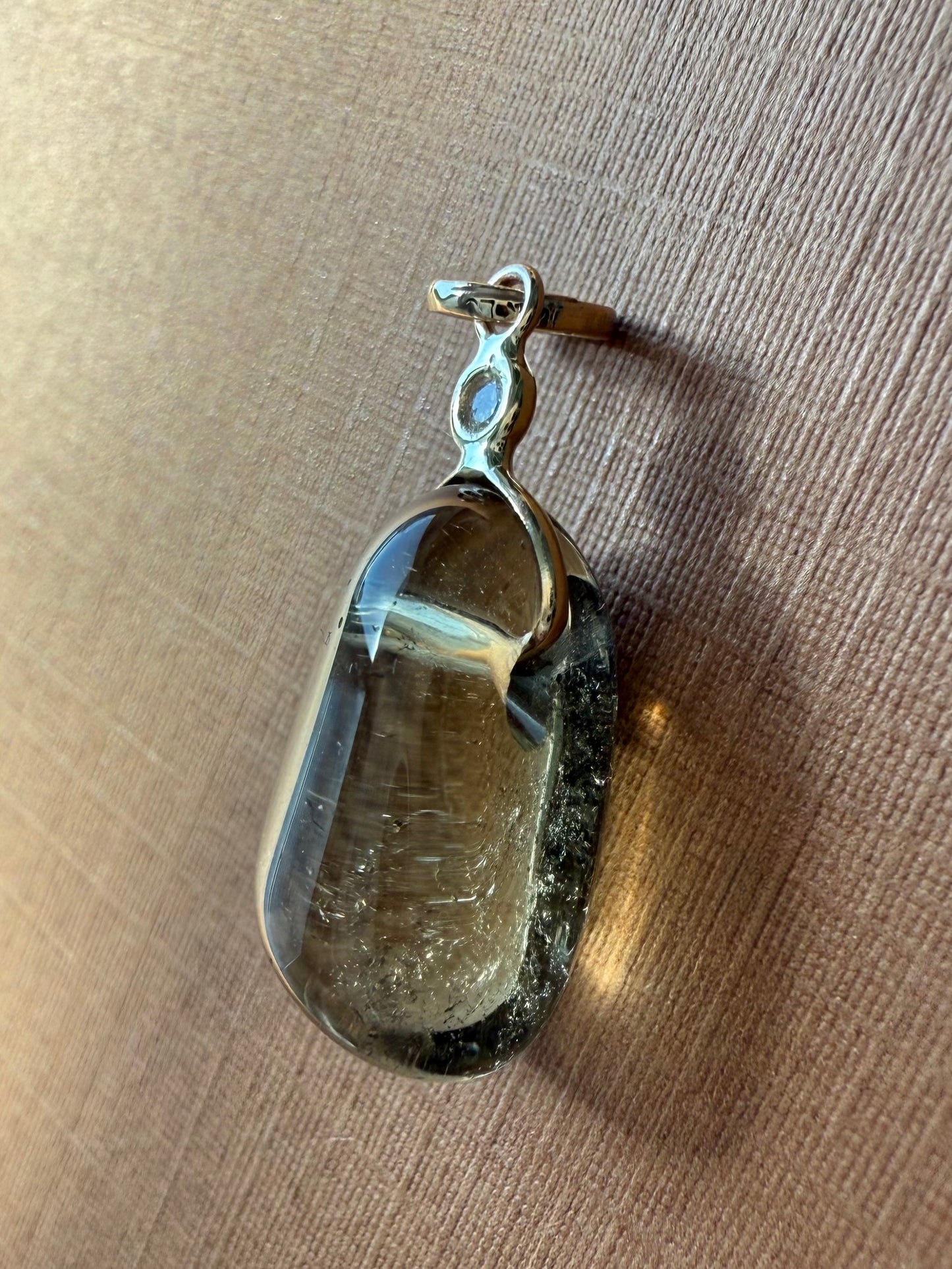 14k Solid Yellow Gold, Diamond, Lemon Quartz Tumbled Nugget Bead Pendant, Mini Size