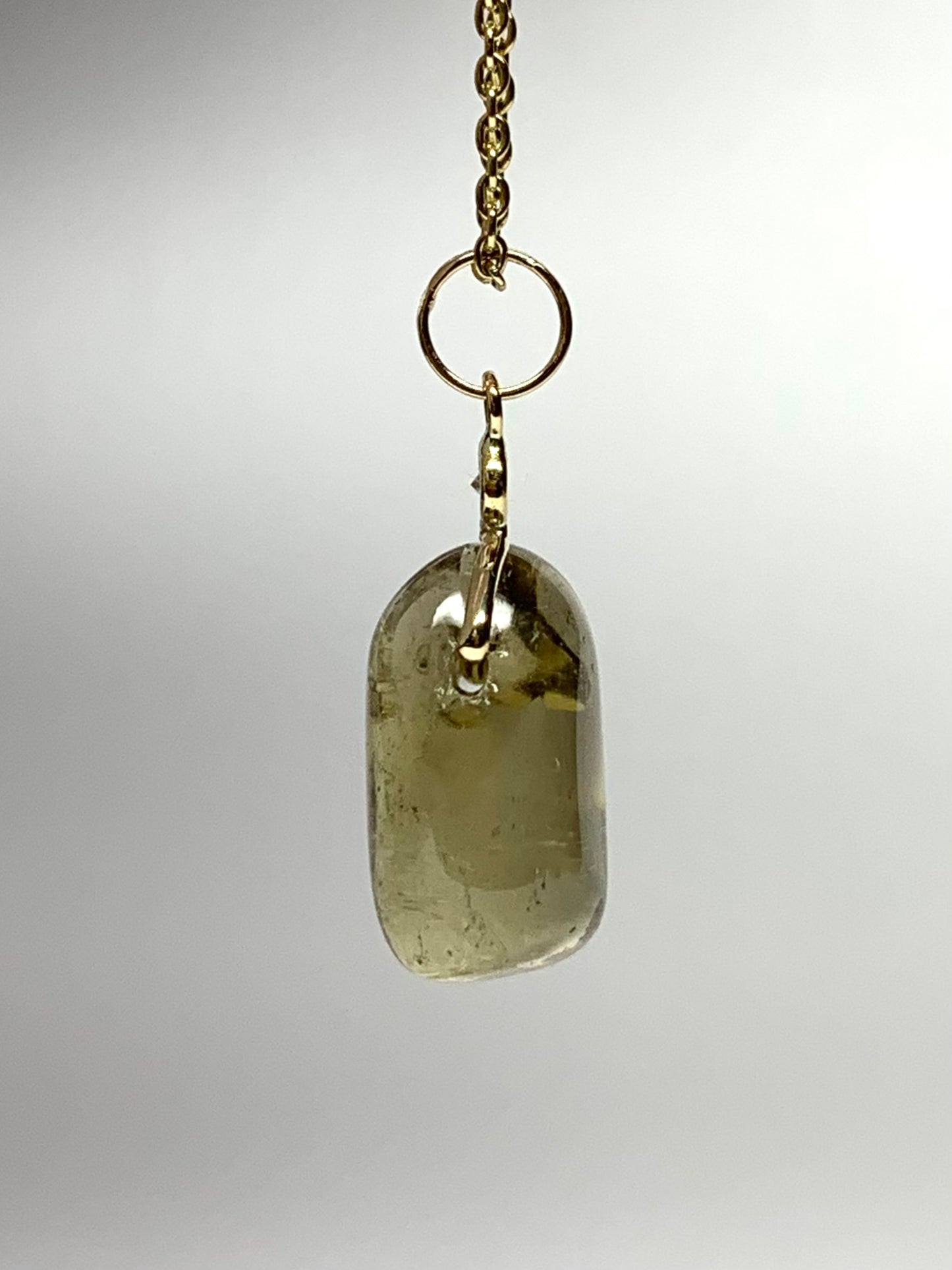 14k Solid Yellow Gold, Diamond, Lemon Quartz Tumbled Nugget Bead Pendant, Mini Size