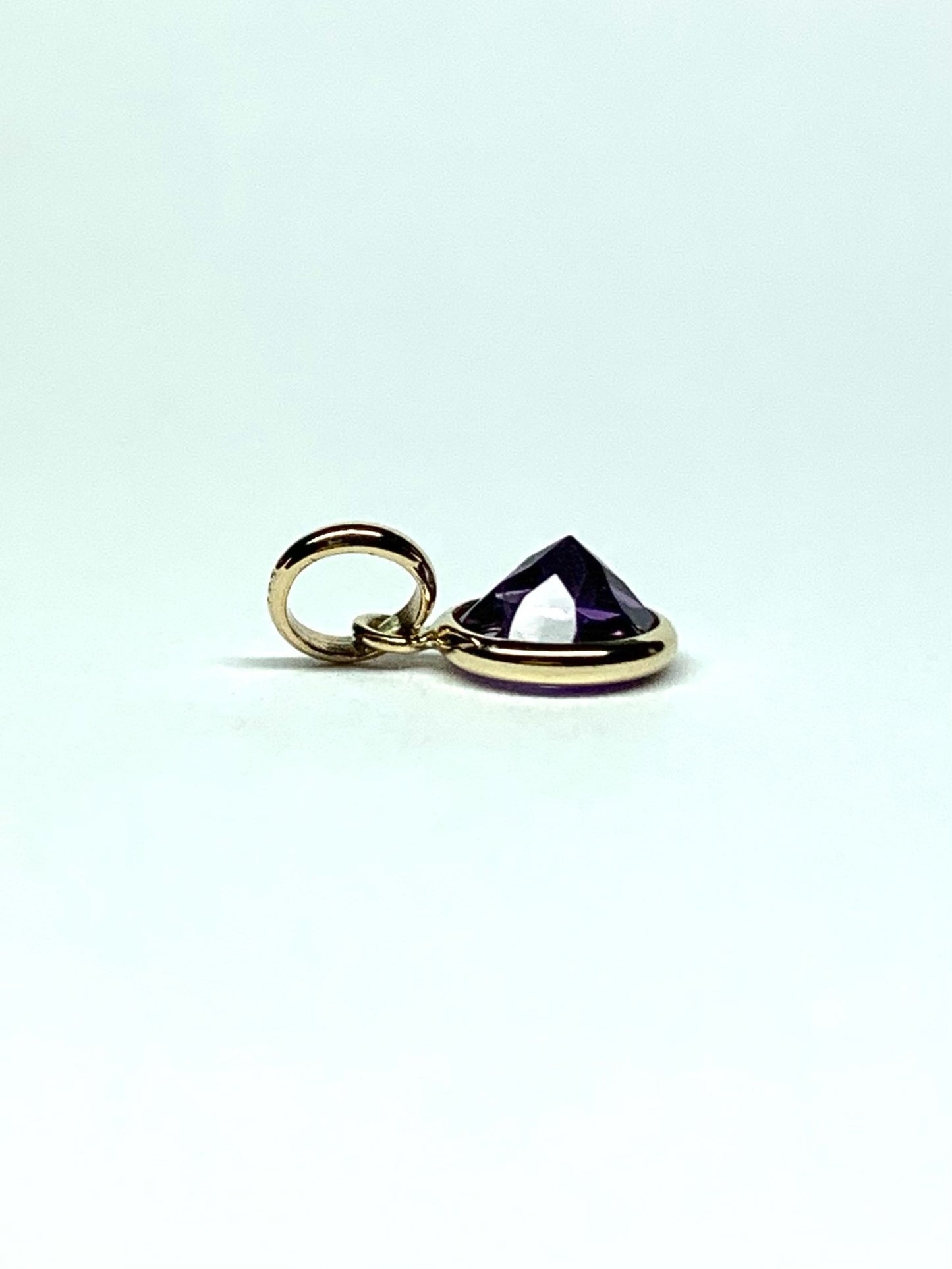 14k Solid Yellow Gold, Purple Amethyst Mini Pendant